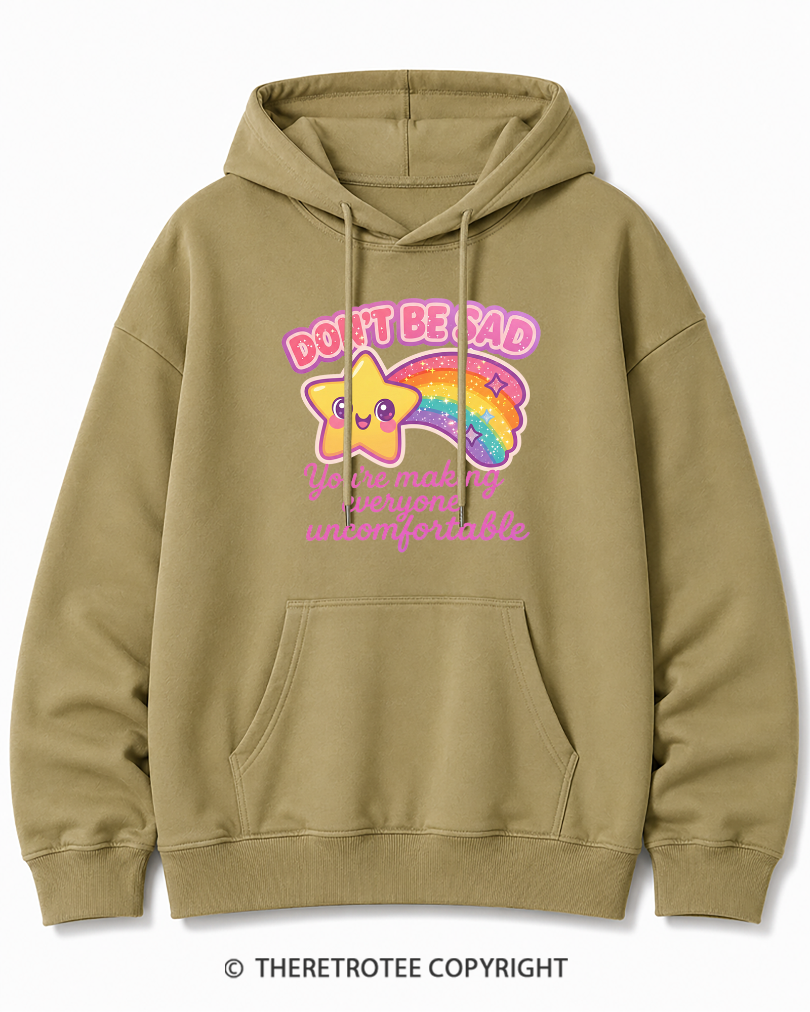 TheRetroTee Sarcastic Rainbow Star 1970s Cotton Hoodie