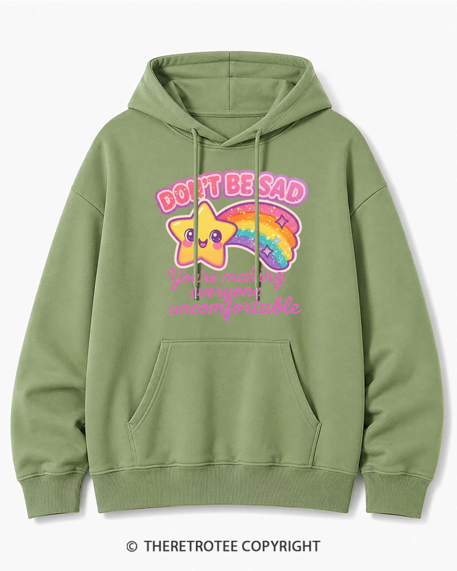 TheRetroTee Sarcastic Rainbow Star 1970s Cotton Hoodie