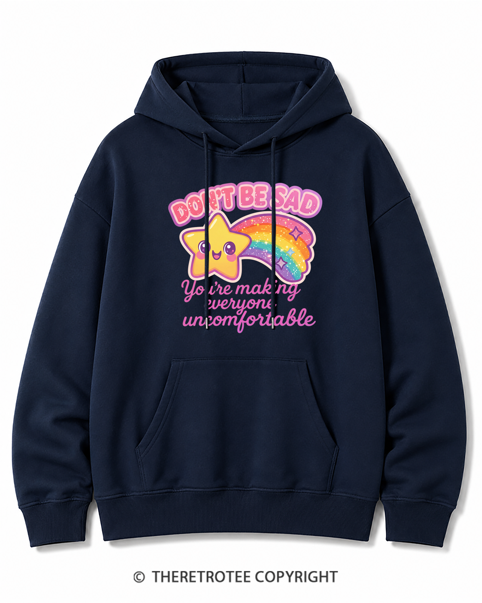 TheRetroTee Sarcastic Rainbow Star 1970s Cotton Hoodie