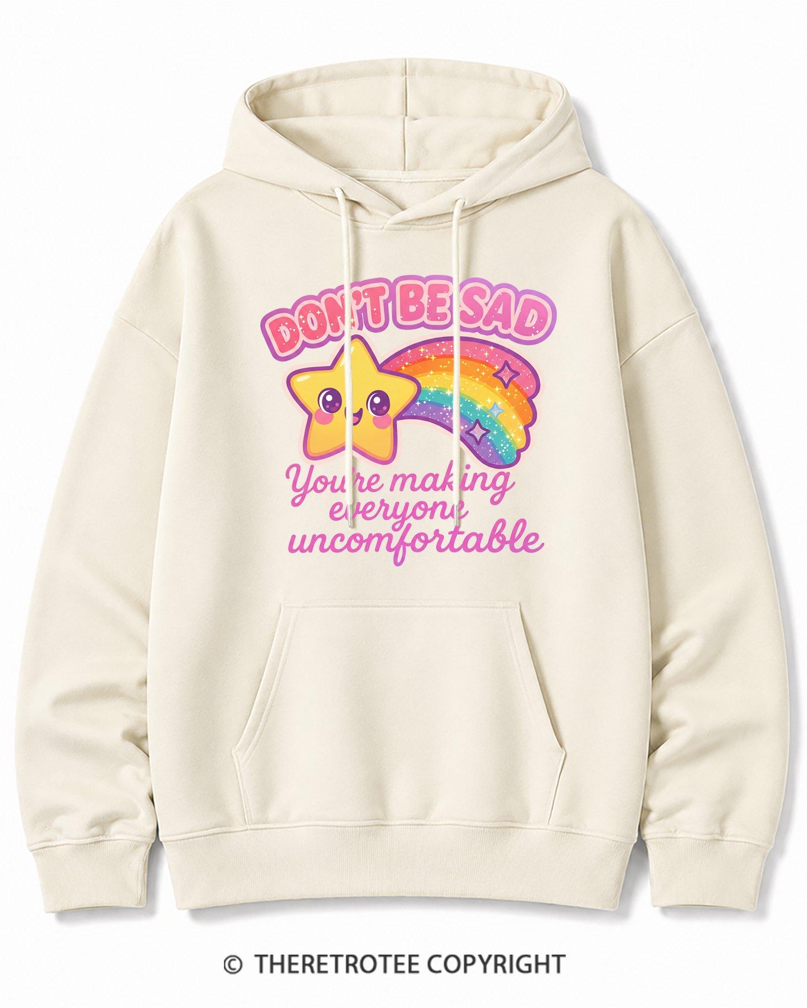 TheRetroTee Sarcastic Rainbow Star 1970s Cotton Hoodie