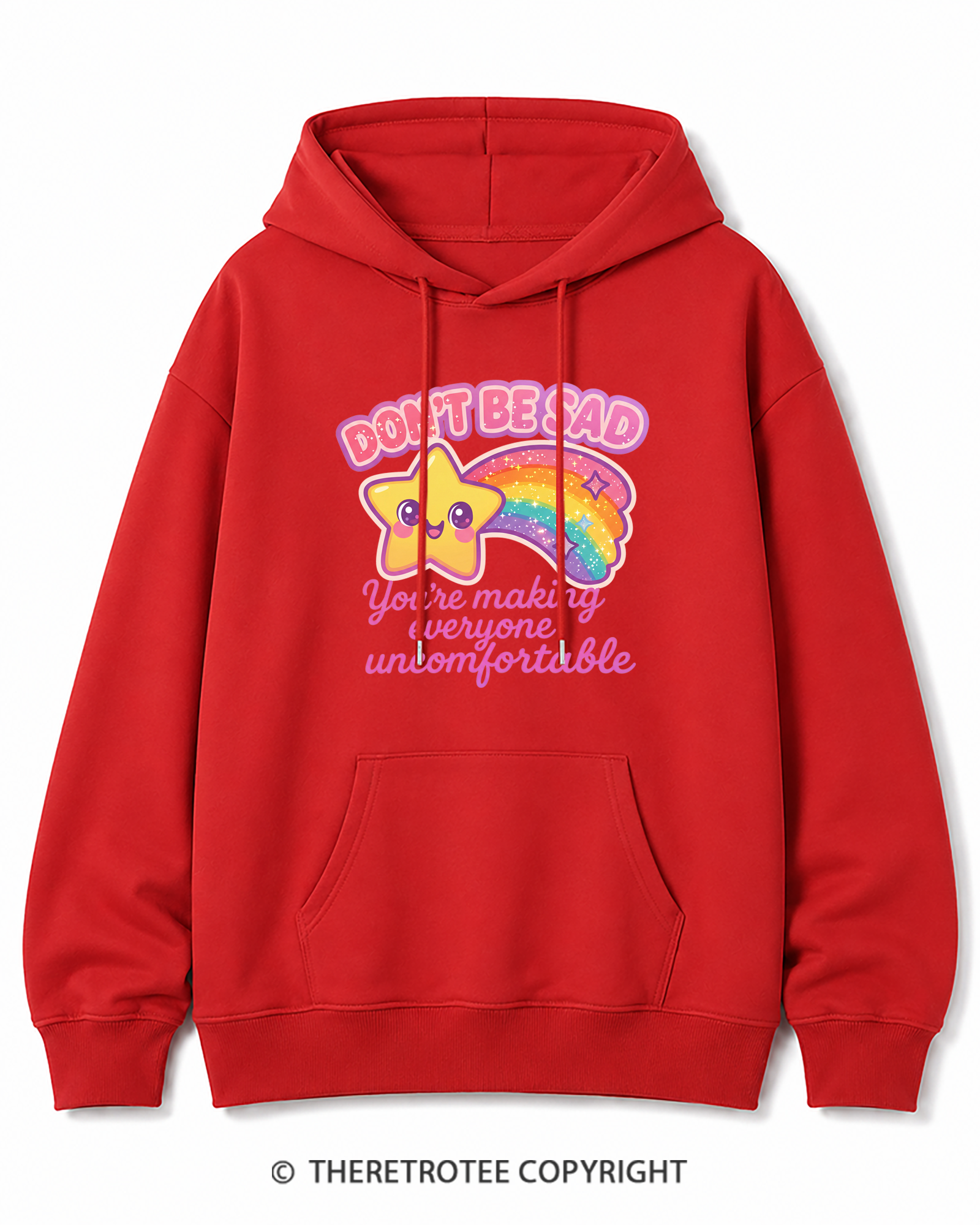 TheRetroTee Sarcastic Rainbow Star 1970s Cotton Hoodie
