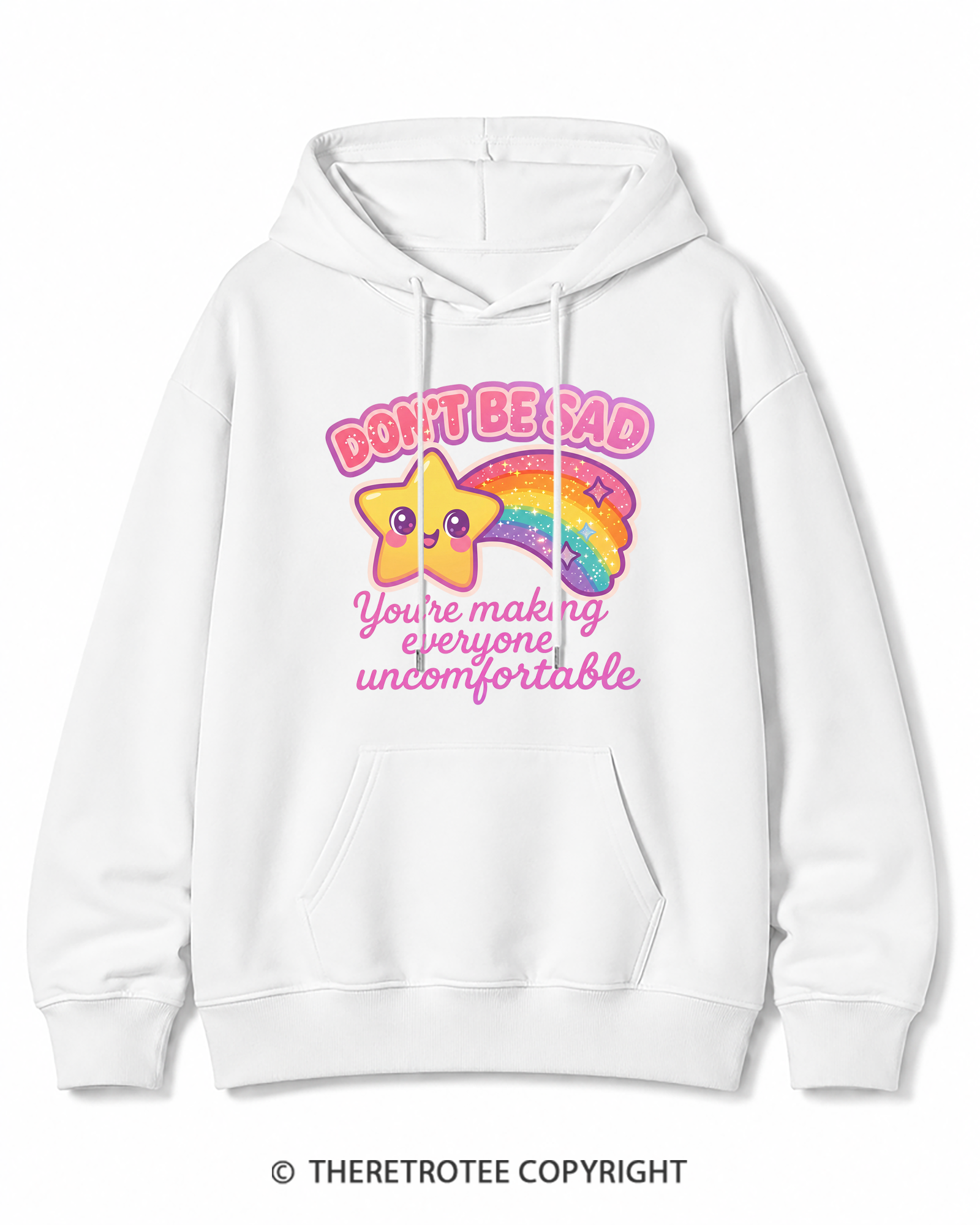 TheRetroTee Sarcastic Rainbow Star 1970s Cotton Hoodie
