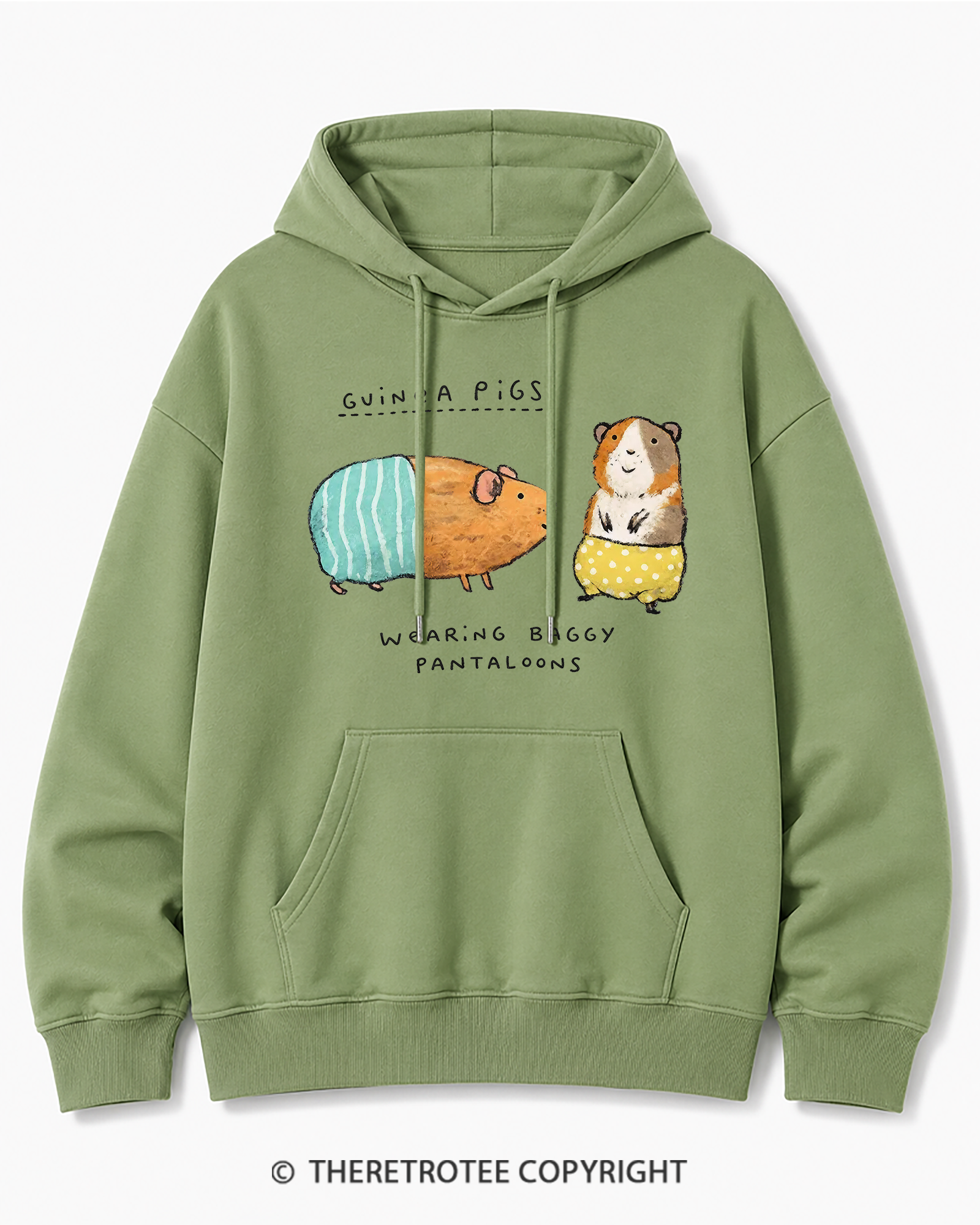 TheRetroTee Vintage Cute Guinea Pig Whimsical Cotton Hoodie