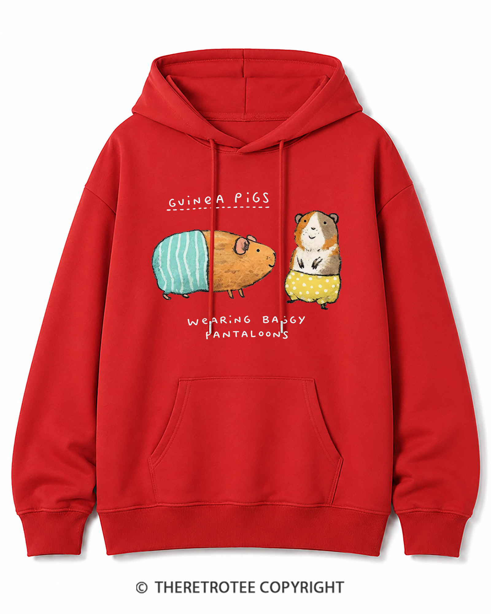TheRetroTee Vintage Cute Guinea Pig Whimsical Cotton Hoodie