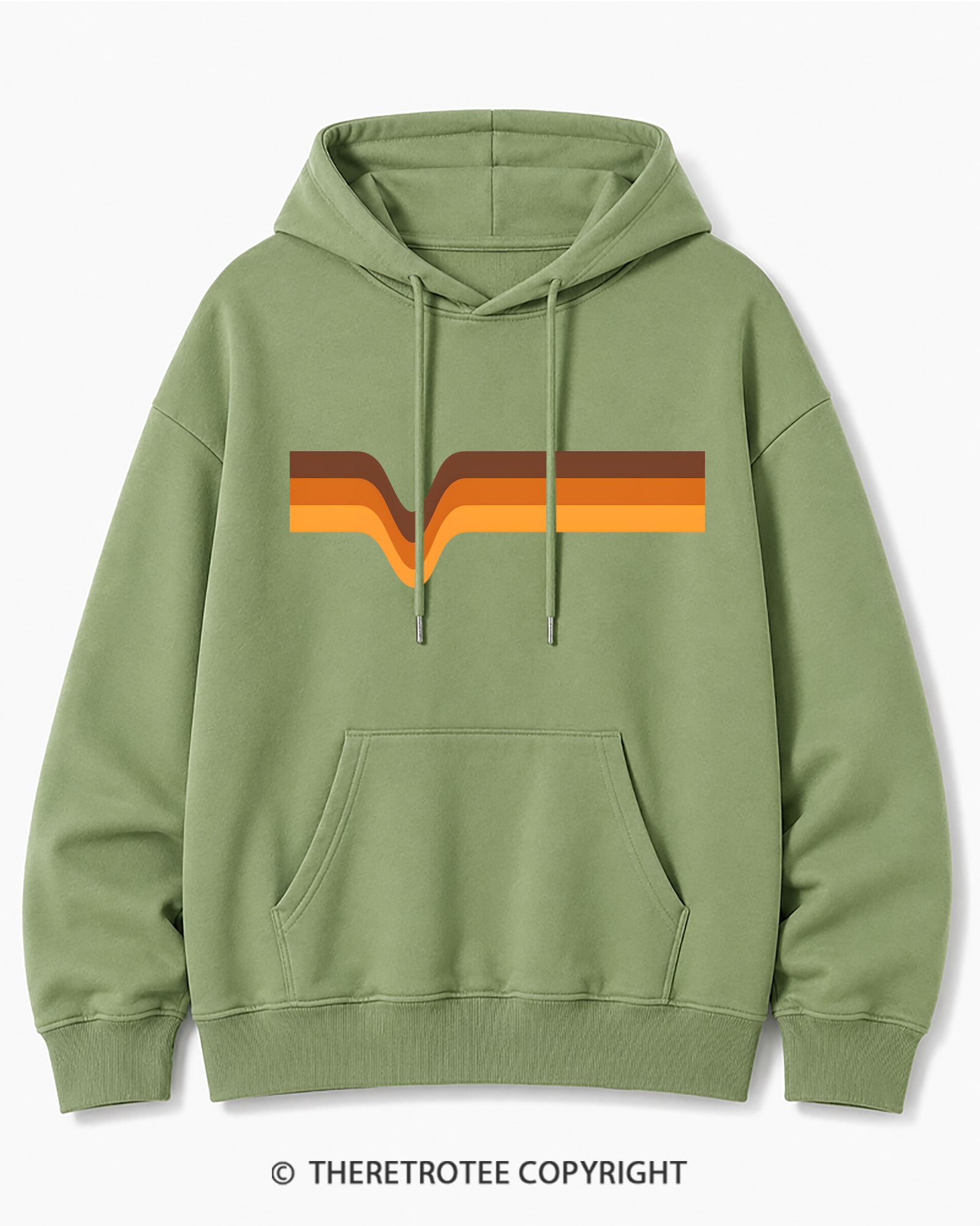 TheRetroTee 1970s Stripes Brown Orange Yellow Cotton Hoodie