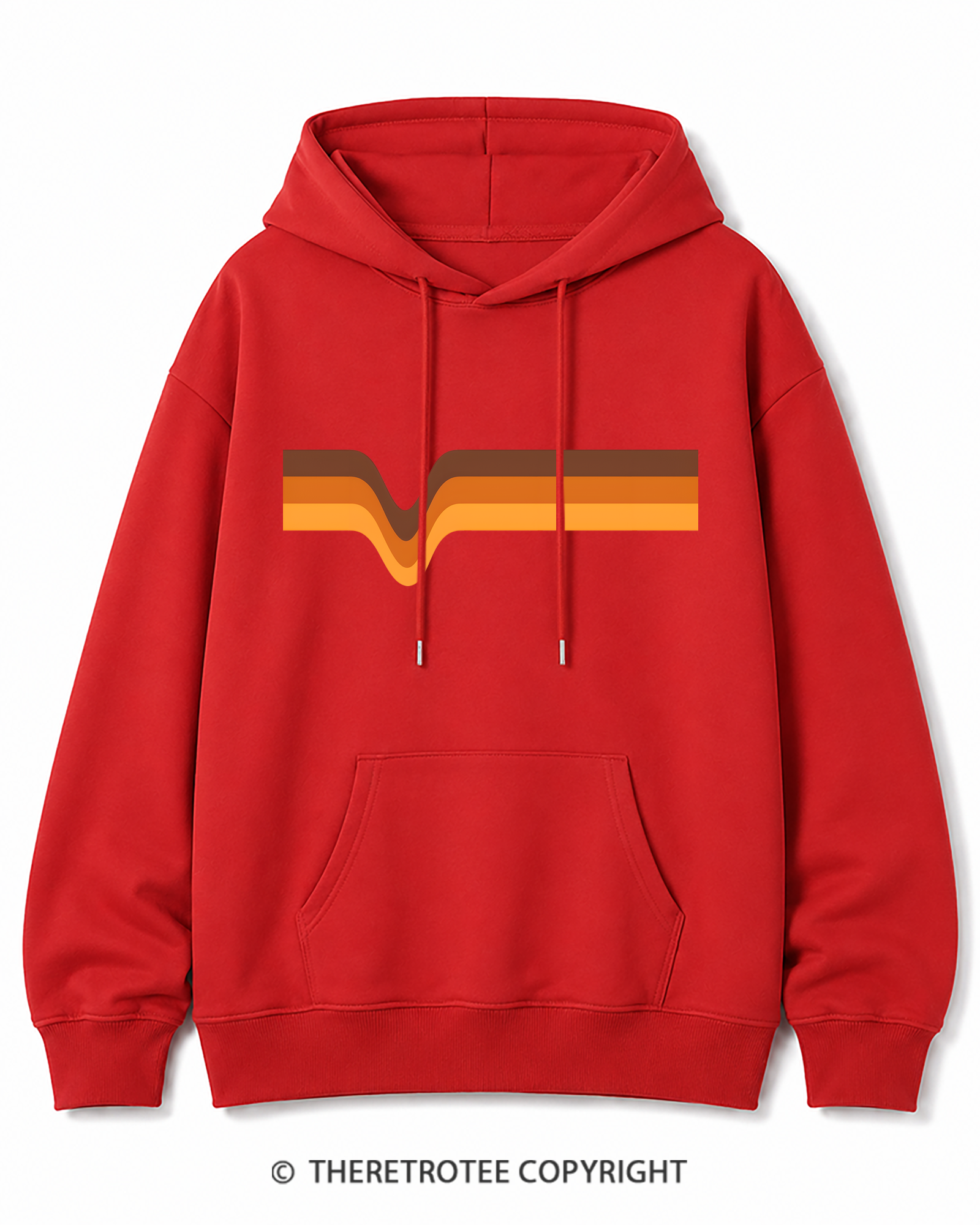 TheRetroTee 1970s Stripes Brown Orange Yellow Cotton Hoodie