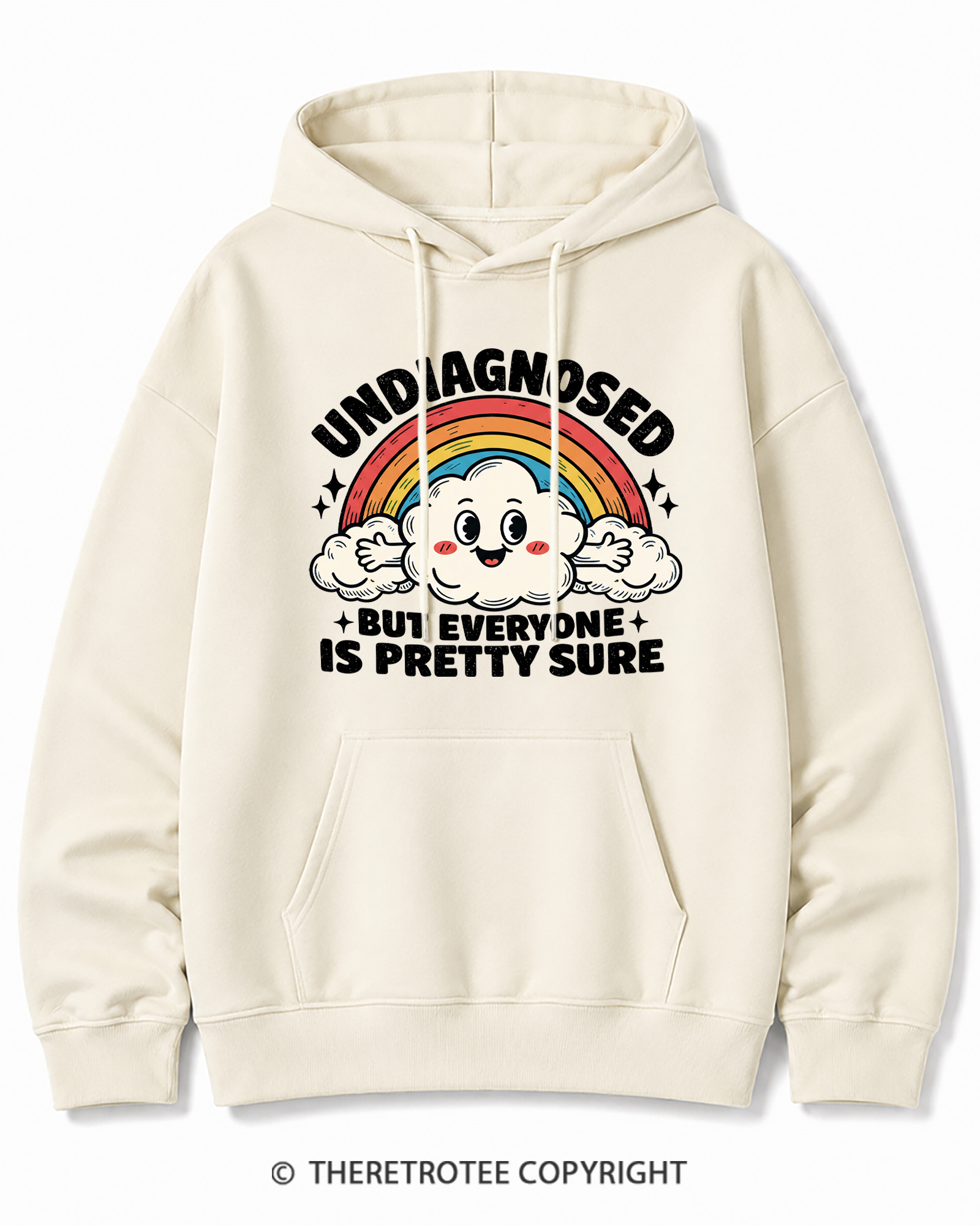 TheRetroTee Undiagnosed But Everyone Is Pretty Sure 1970s Cotton Hoodie