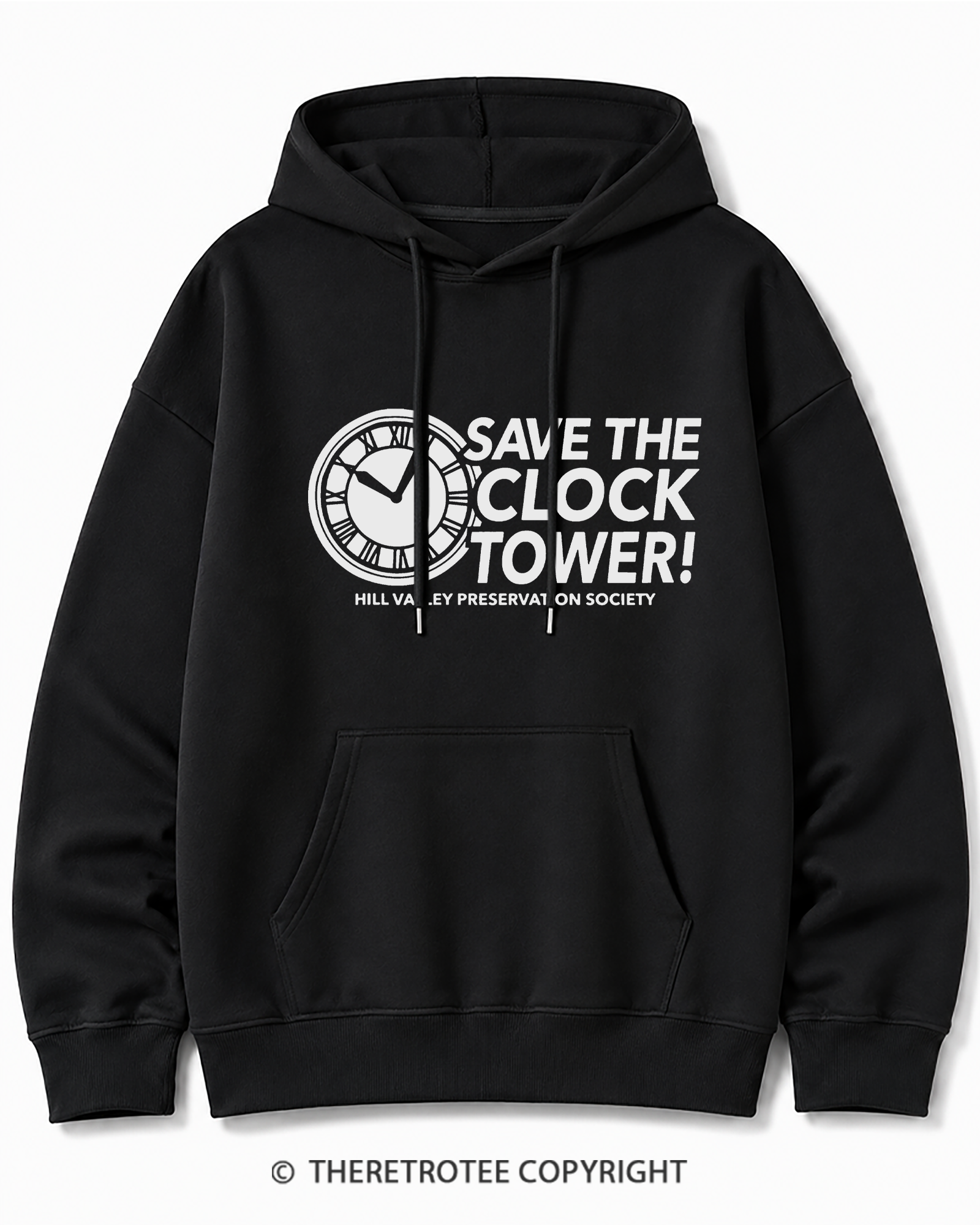 TheRetroTee Save The Clock Tower 1980s Cotton Hoodie