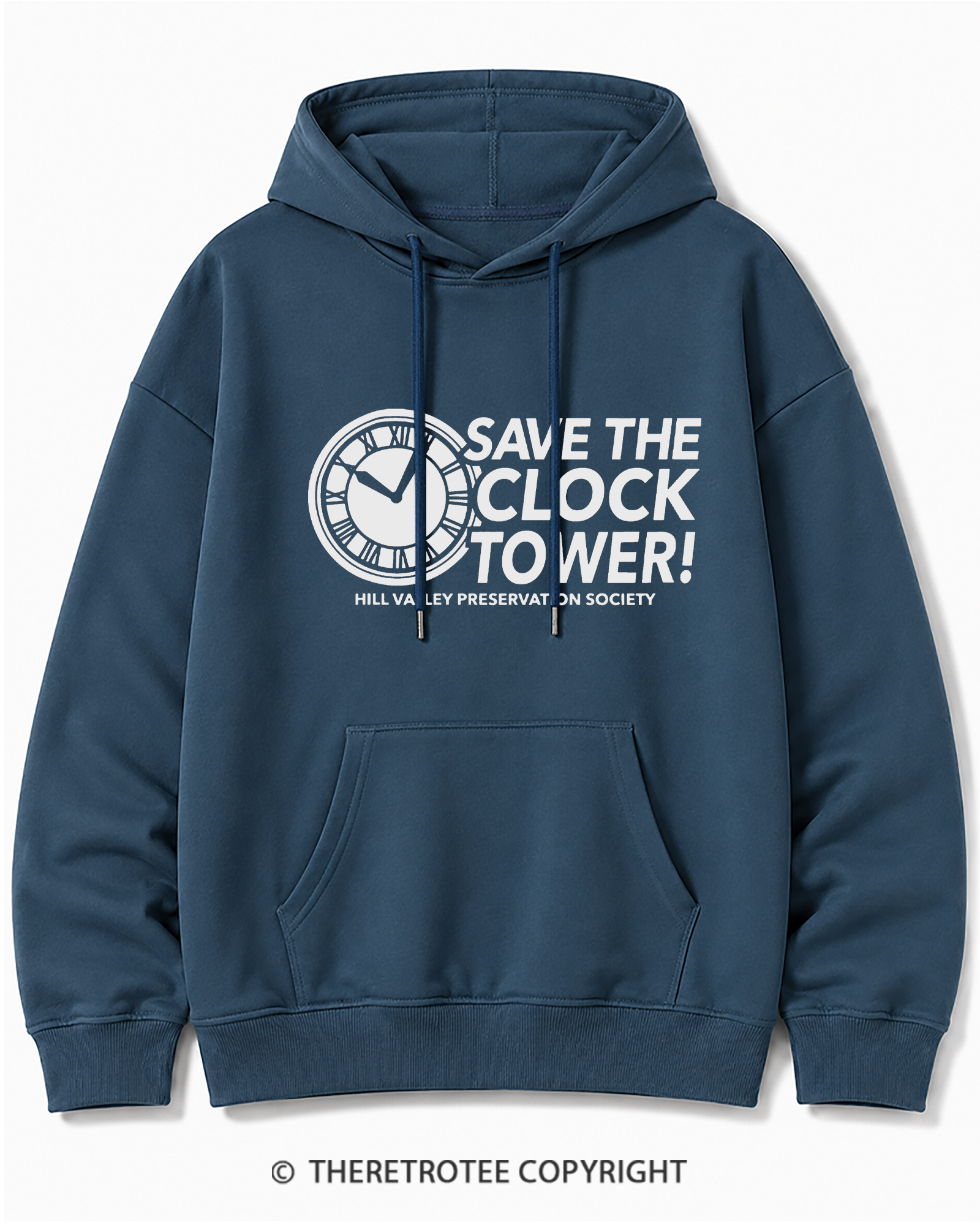 TheRetroTee Save The Clock Tower 1980s Cotton Hoodie
