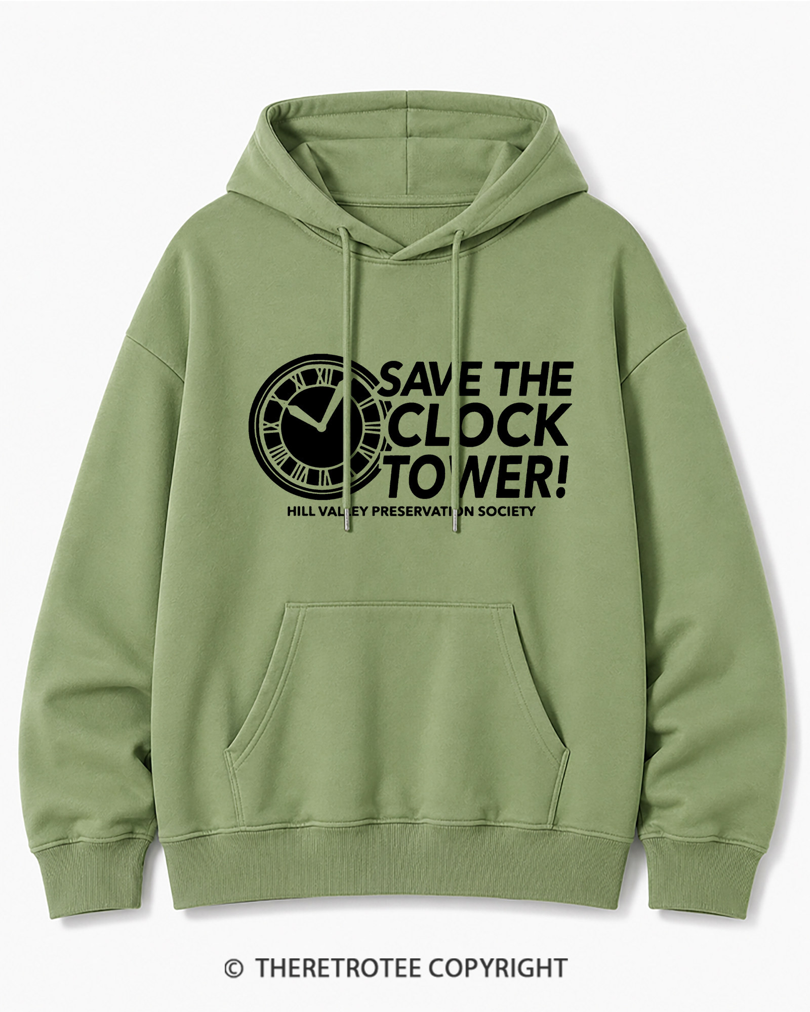 TheRetroTee Save The Clock Tower 1980s Cotton Hoodie