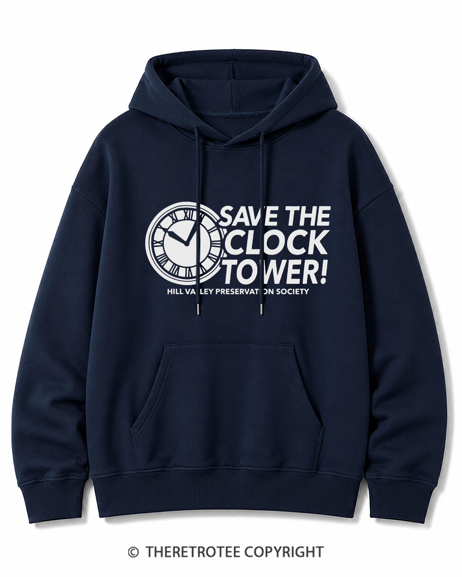 TheRetroTee Save The Clock Tower 1980s Cotton Hoodie