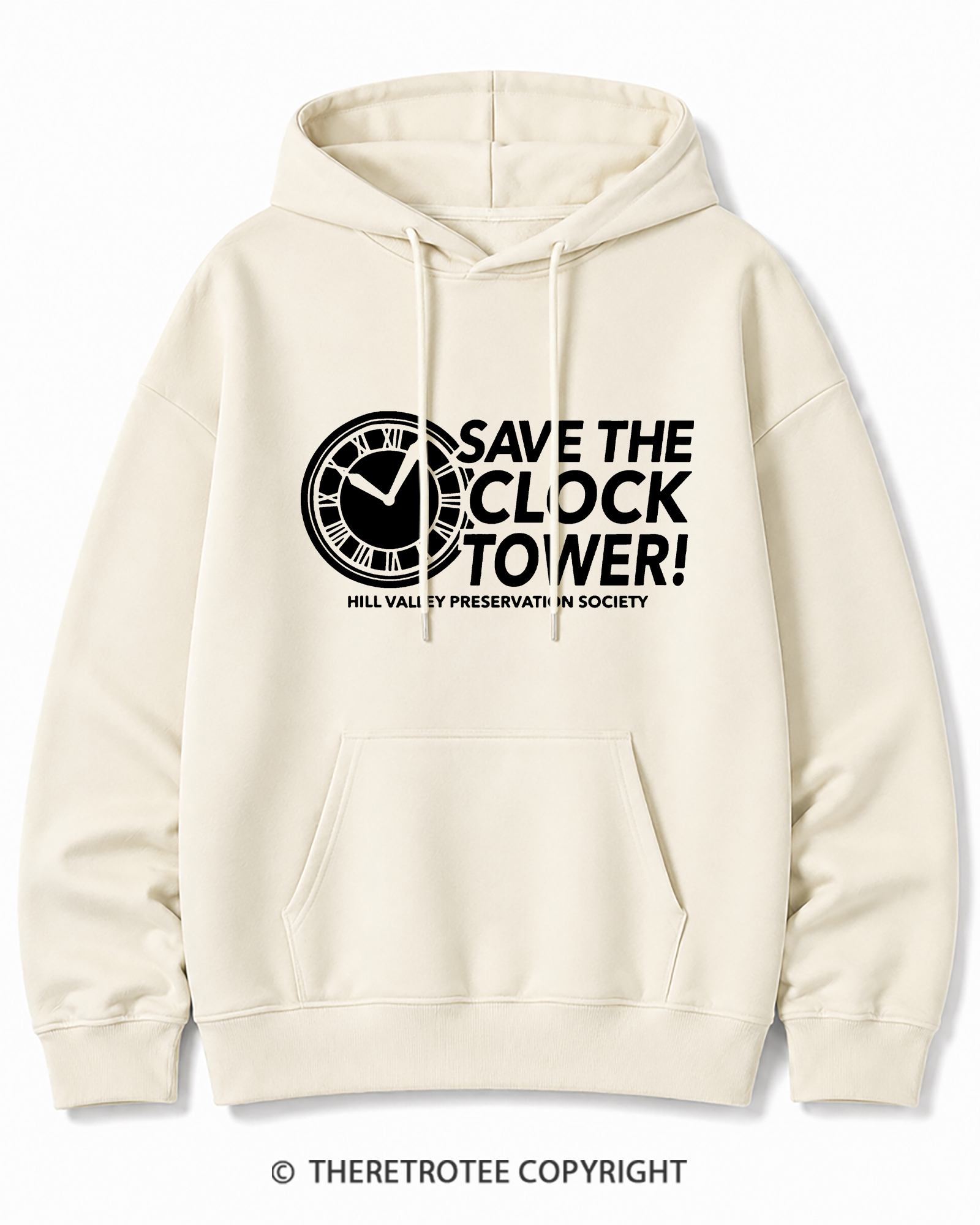 TheRetroTee Save The Clock Tower 1980s Cotton Hoodie