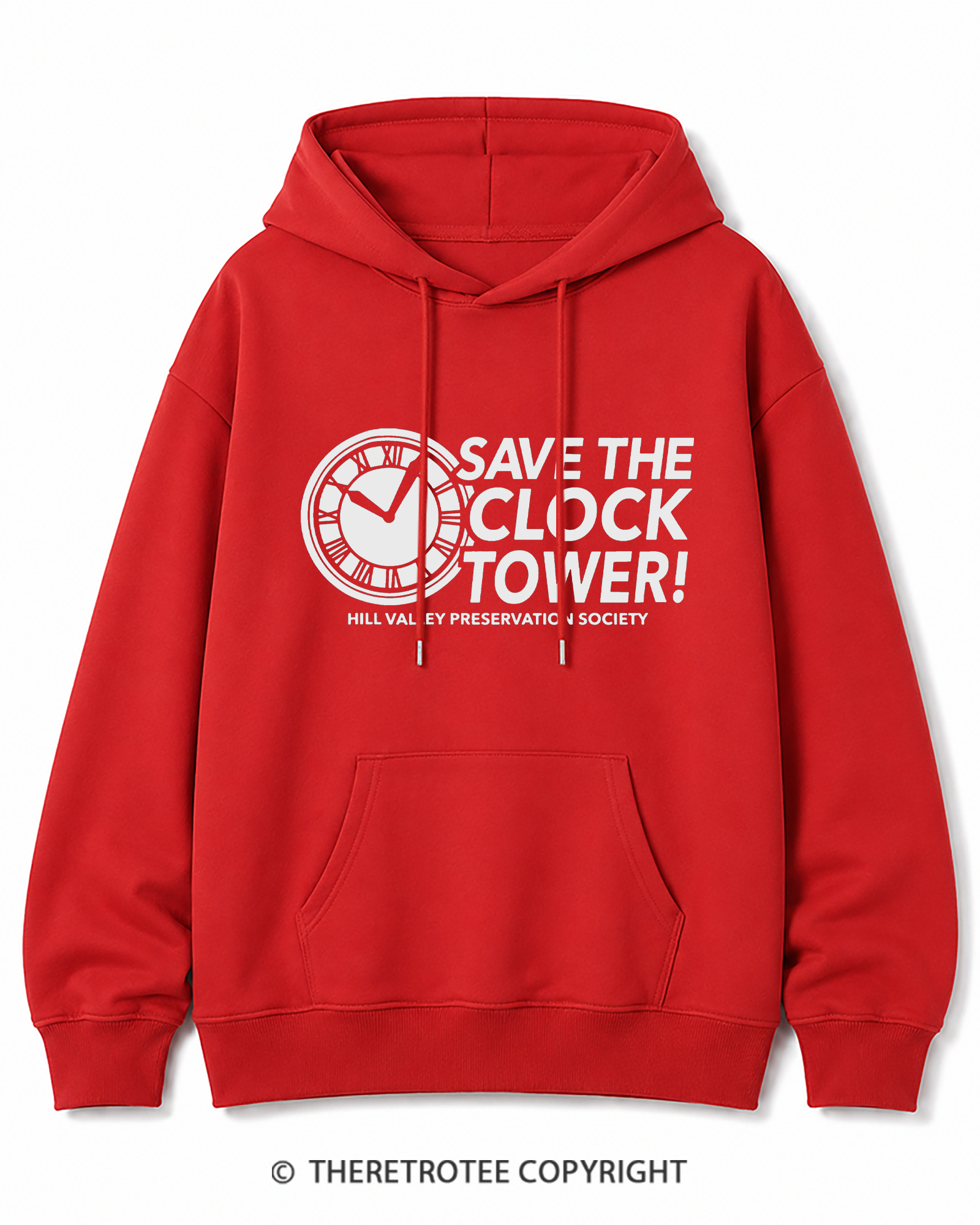 TheRetroTee Save The Clock Tower 1980s Cotton Hoodie