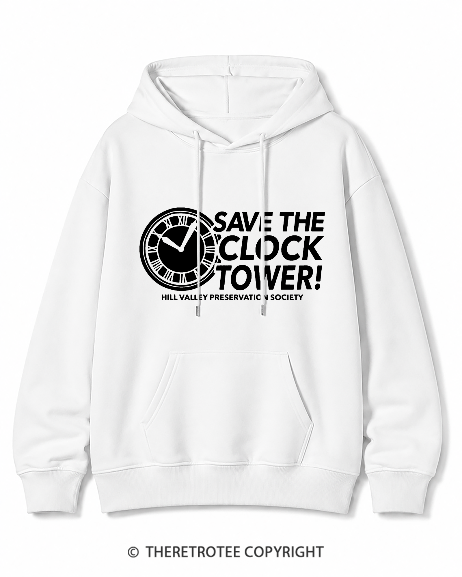 TheRetroTee Save The Clock Tower 1980s Cotton Hoodie