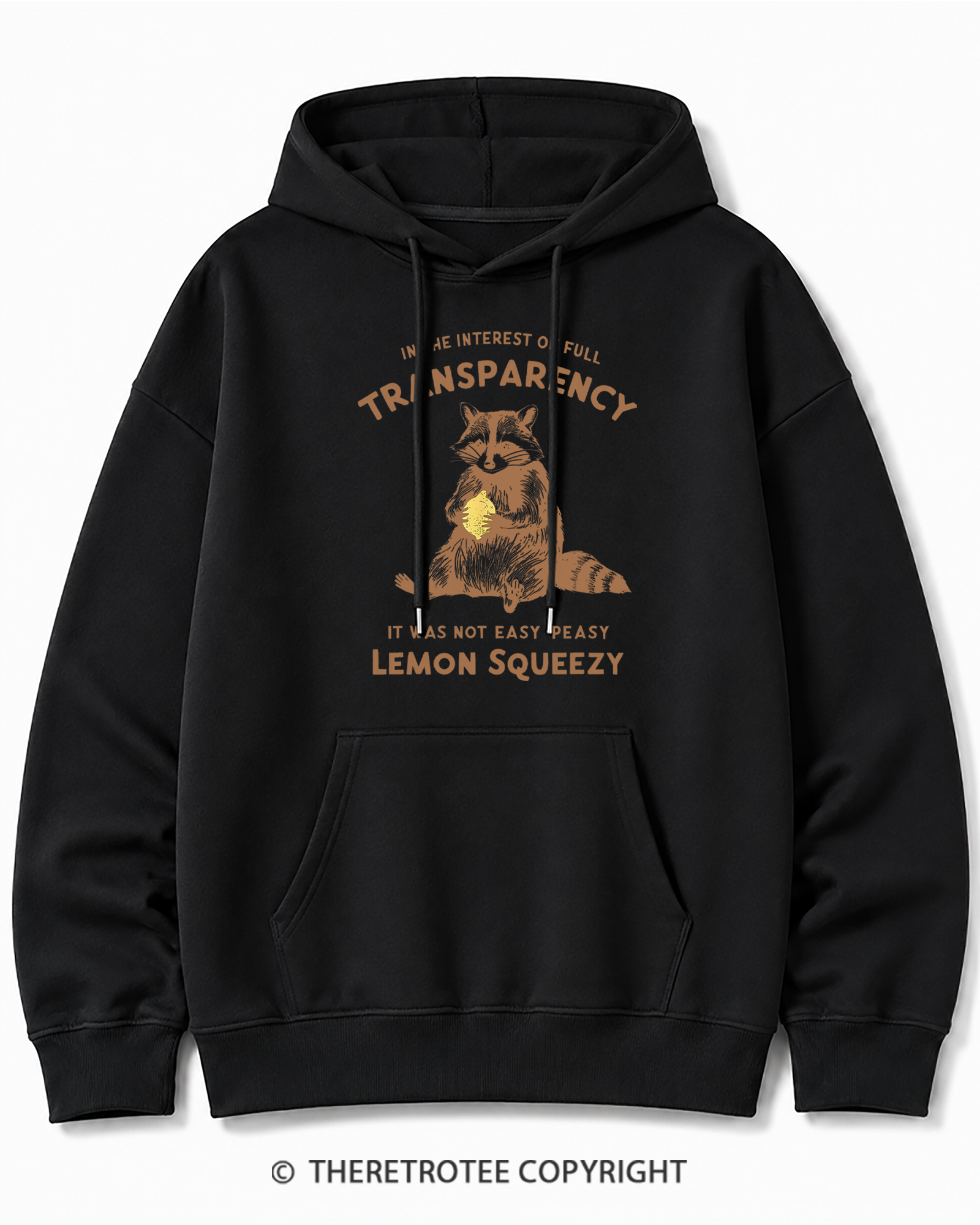 TheRetroTee It Was Not Easy Peasy Lemon Squeezy Raccoon 1970s Cotton Hoodie