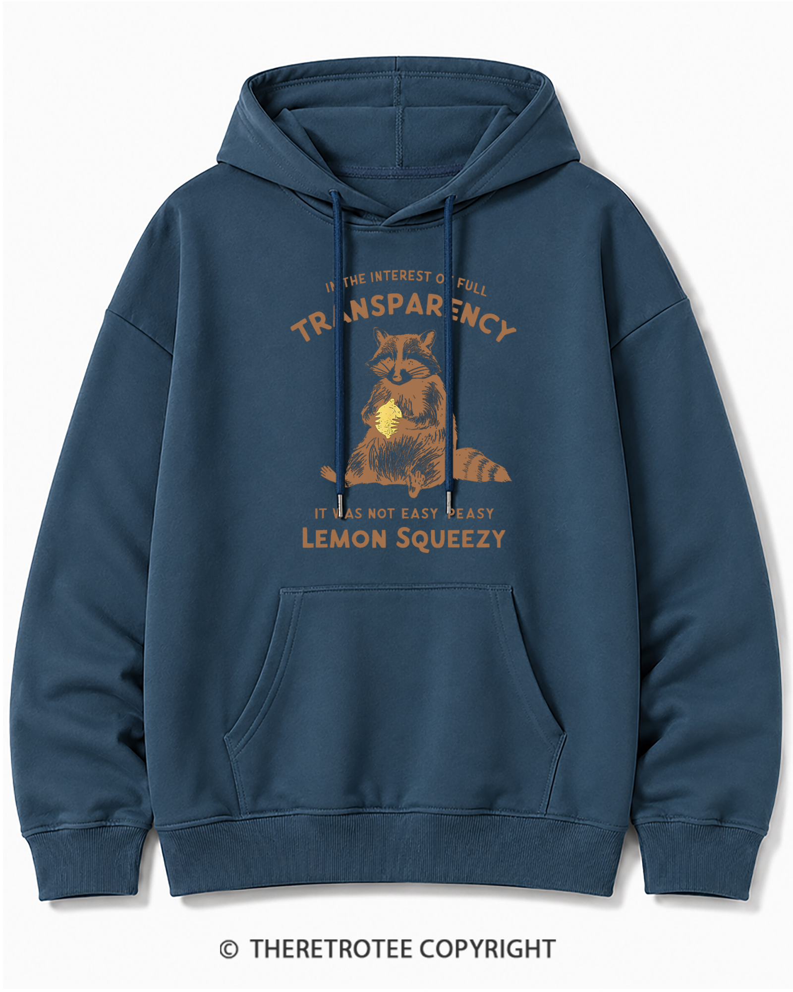 TheRetroTee It Was Not Easy Peasy Lemon Squeezy Raccoon 1970s Cotton Hoodie