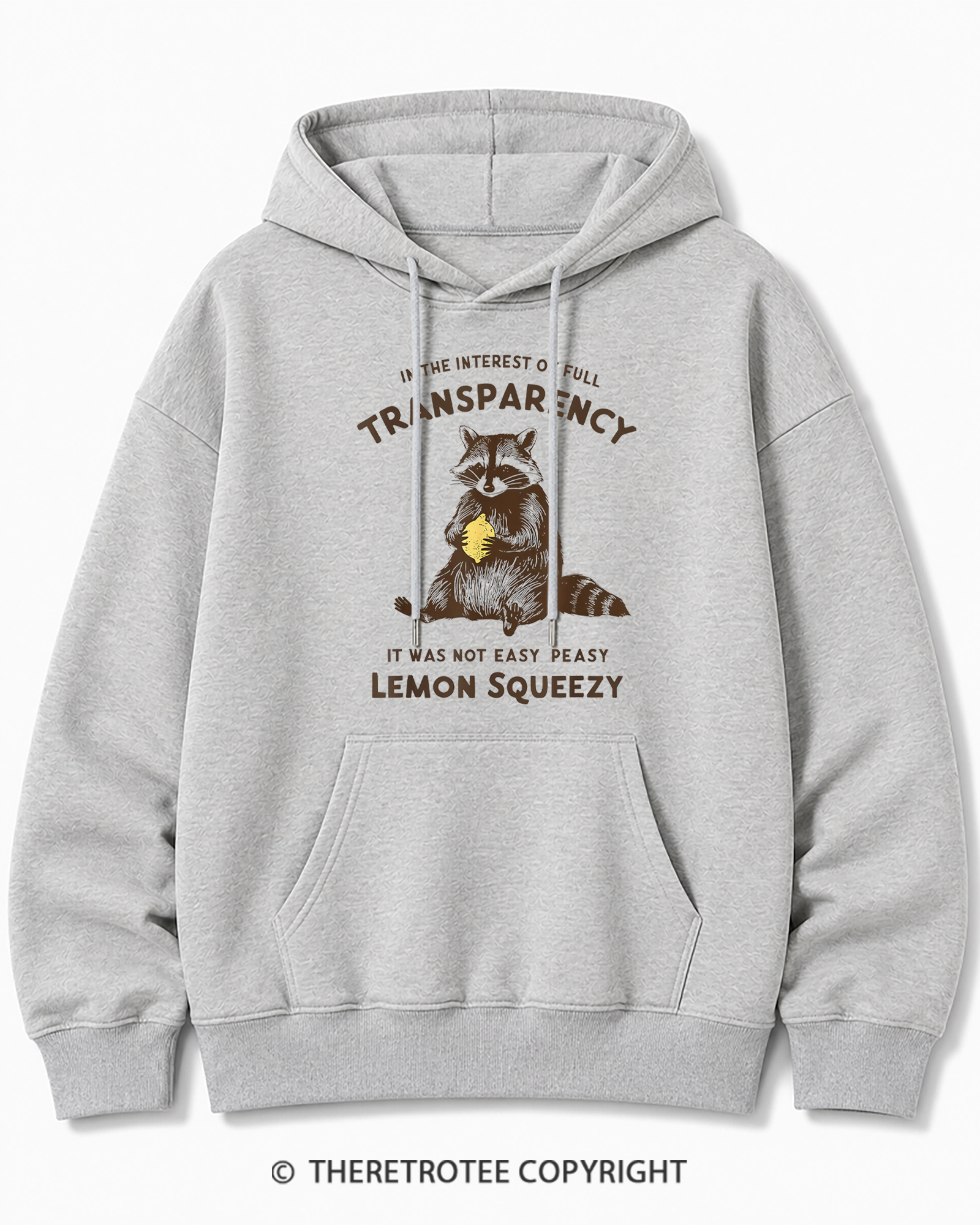 TheRetroTee It Was Not Easy Peasy Lemon Squeezy Raccoon 1970s Cotton Hoodie
