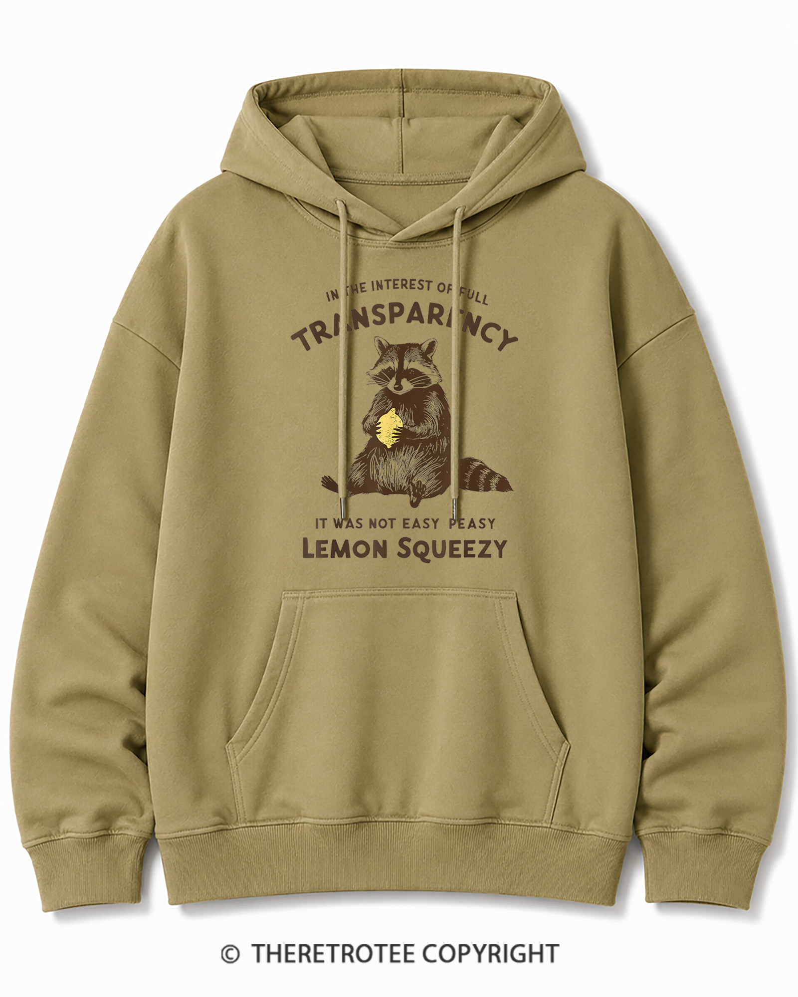 TheRetroTee It Was Not Easy Peasy Lemon Squeezy Raccoon 1970s Cotton Hoodie