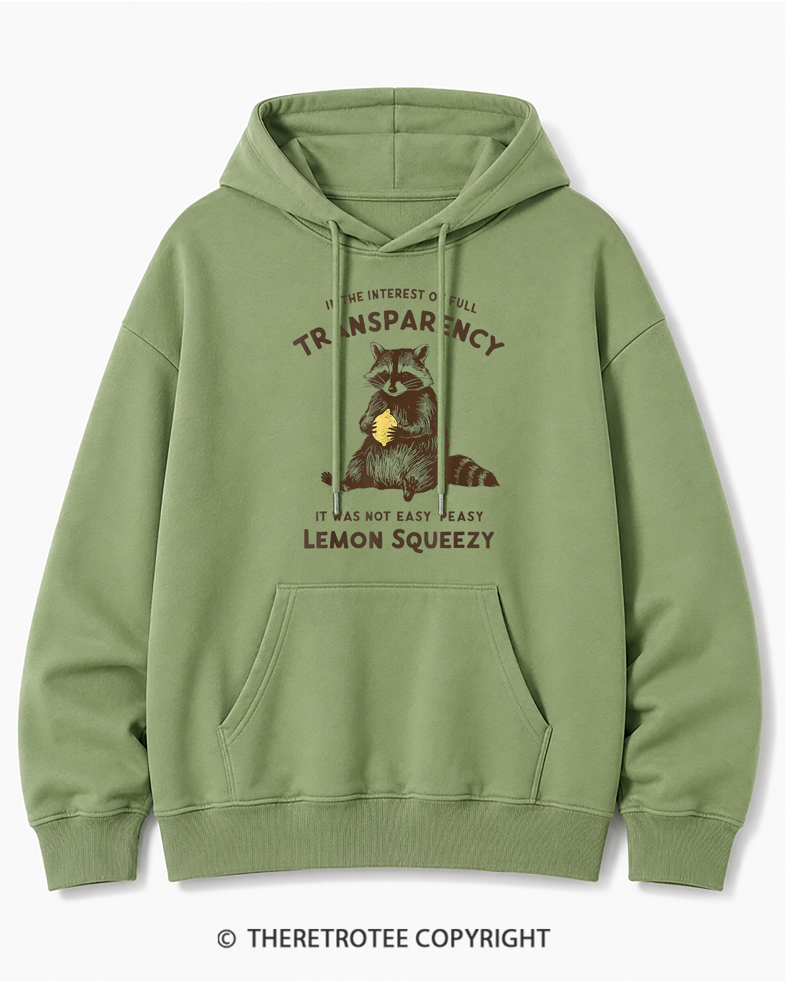TheRetroTee It Was Not Easy Peasy Lemon Squeezy Raccoon 1970s Cotton Hoodie