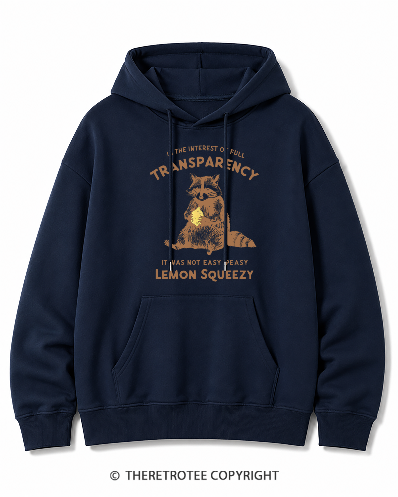 TheRetroTee It Was Not Easy Peasy Lemon Squeezy Raccoon 1970s Cotton Hoodie