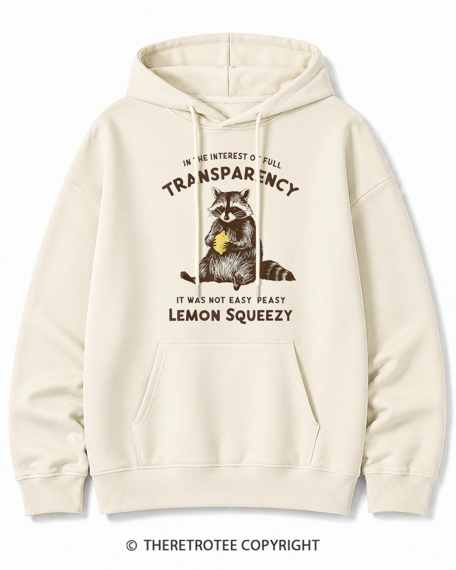 TheRetroTee It Was Not Easy Peasy Lemon Squeezy Raccoon 1970s Cotton Hoodie