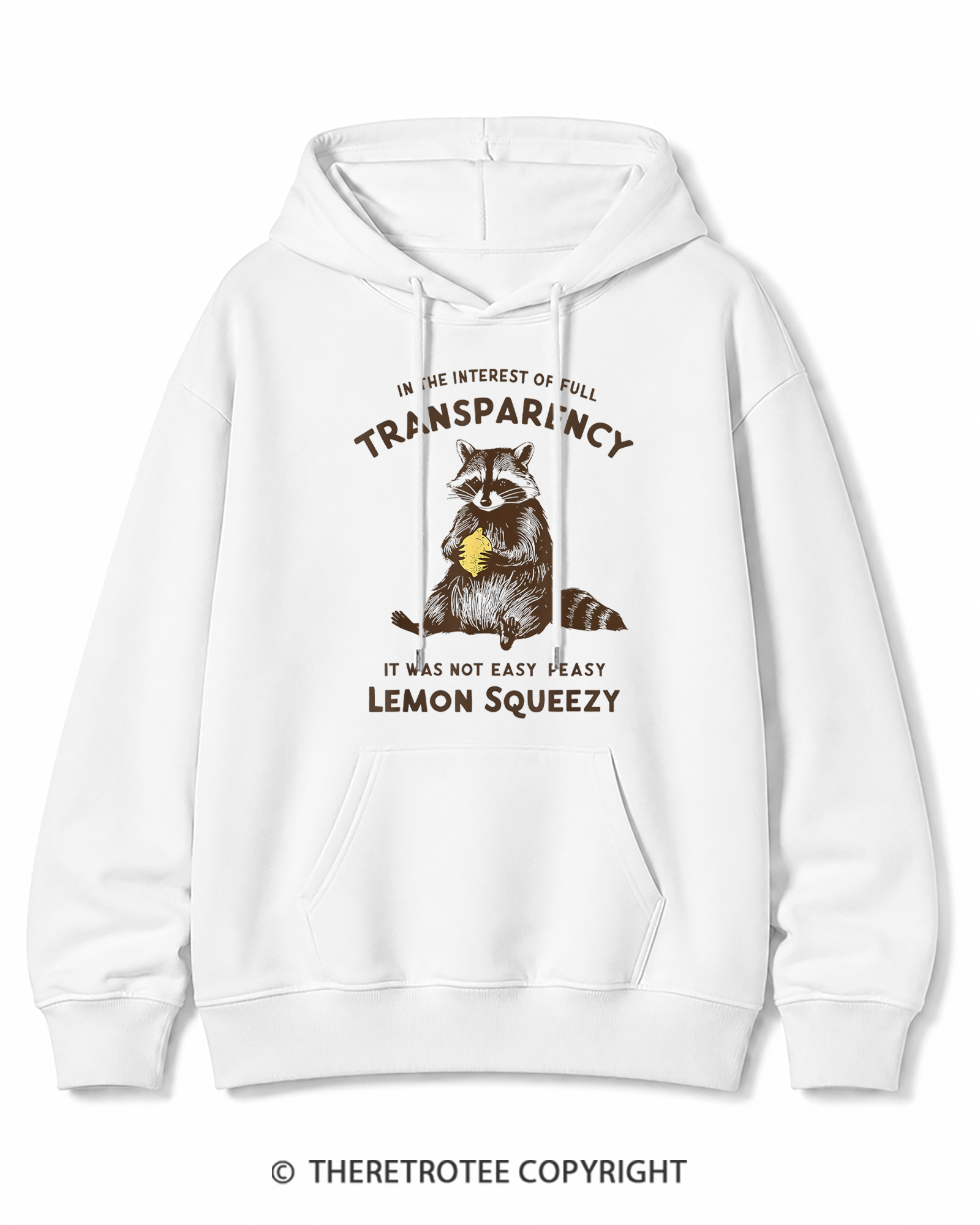 TheRetroTee It Was Not Easy Peasy Lemon Squeezy Raccoon 1970s Cotton Hoodie