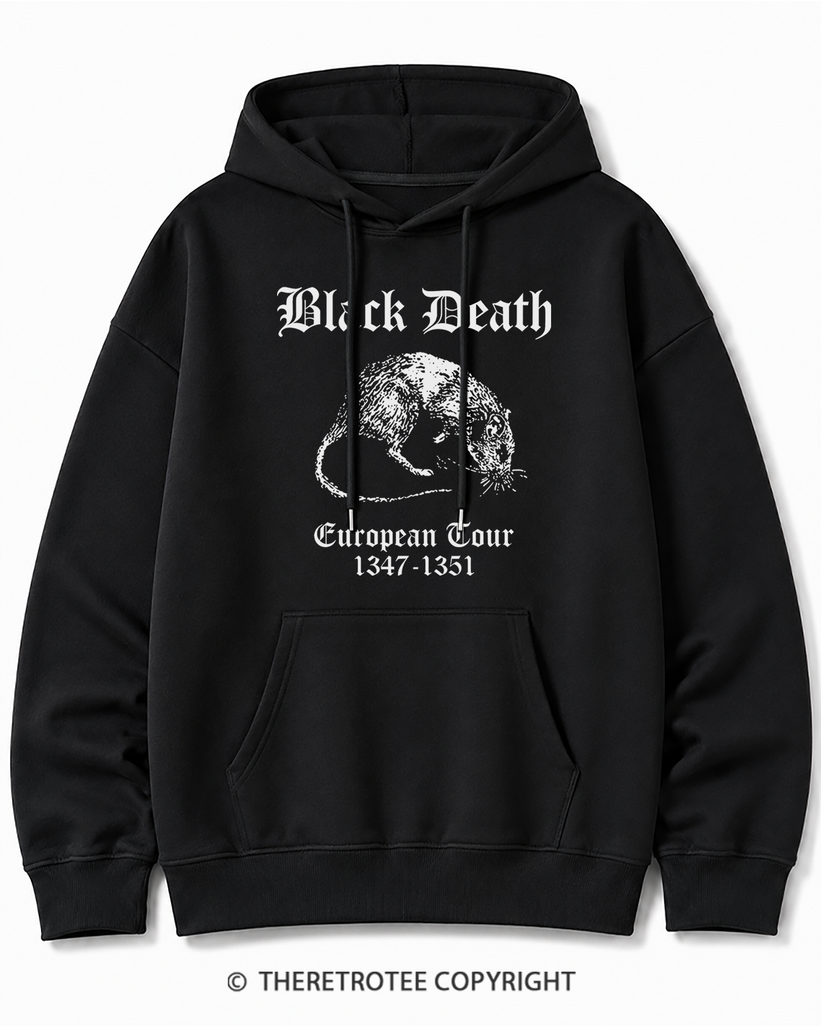 TheRetroTee Black Death European Tour Gothic Horror Cotton Hoodie