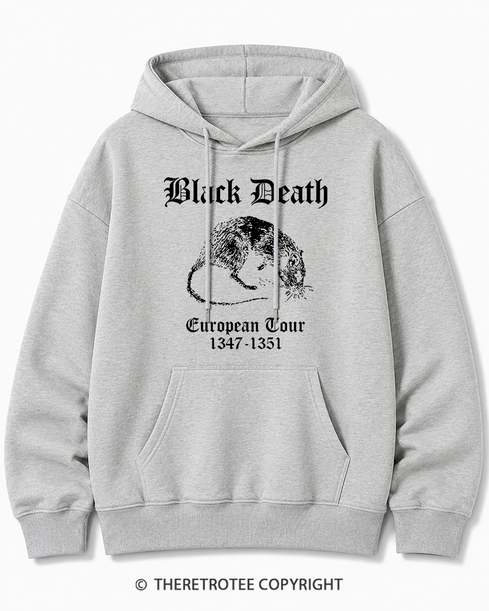 TheRetroTee Black Death European Tour Gothic Horror Cotton Hoodie