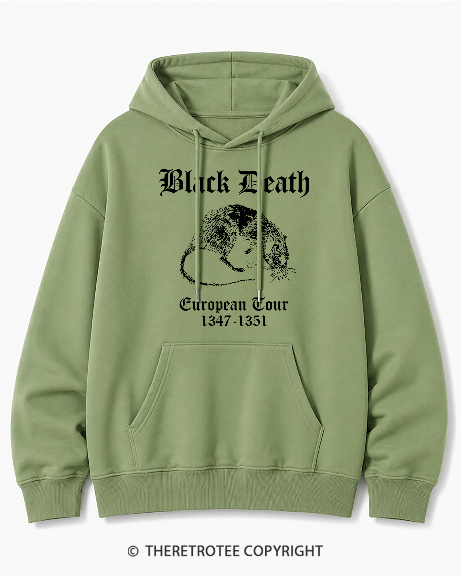 TheRetroTee Black Death European Tour Gothic Horror Cotton Hoodie
