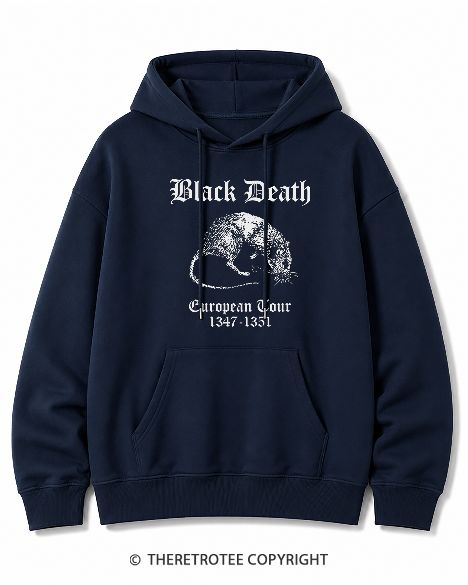 TheRetroTee Black Death European Tour Gothic Horror Cotton Hoodie