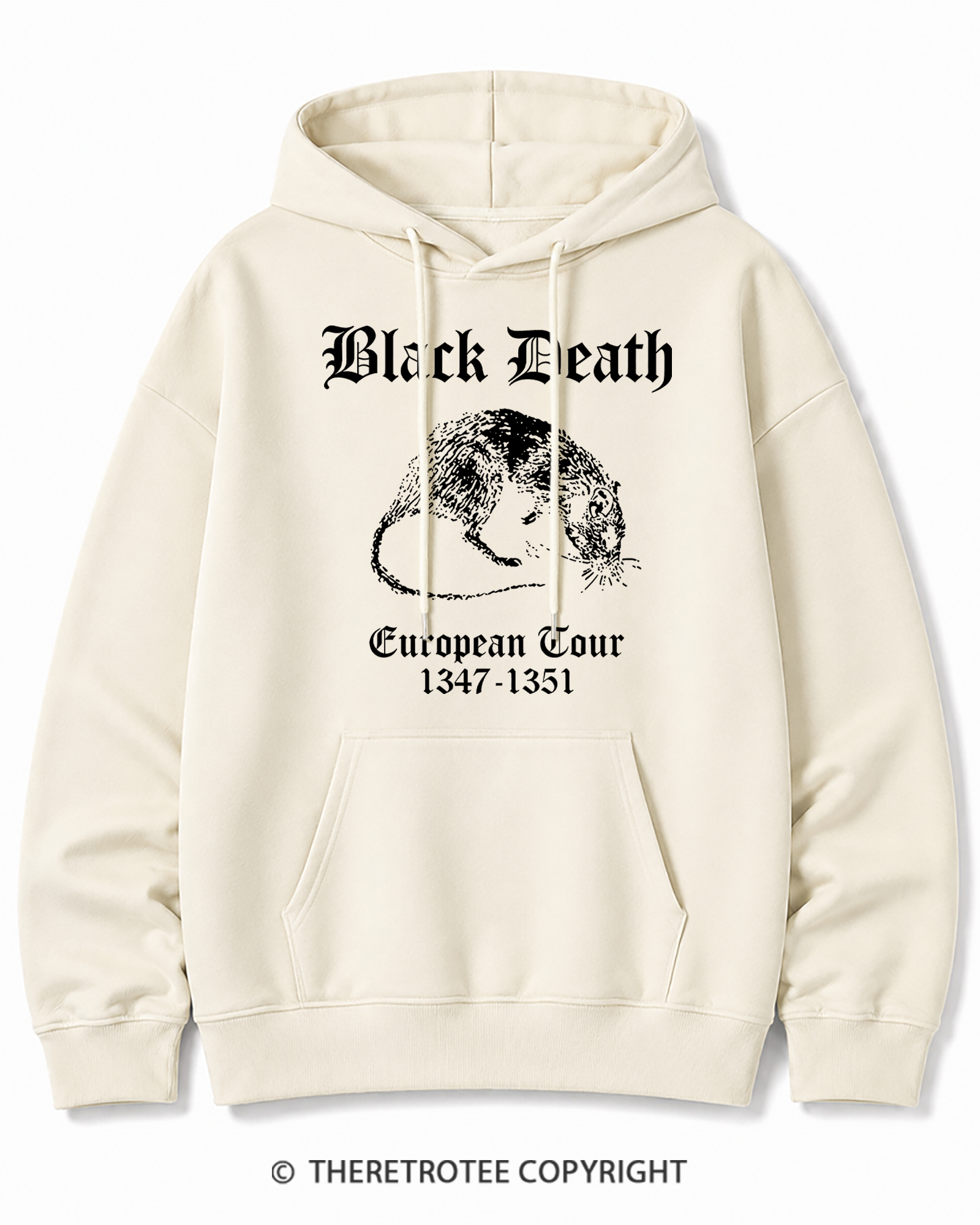 TheRetroTee Black Death European Tour Gothic Horror Cotton Hoodie