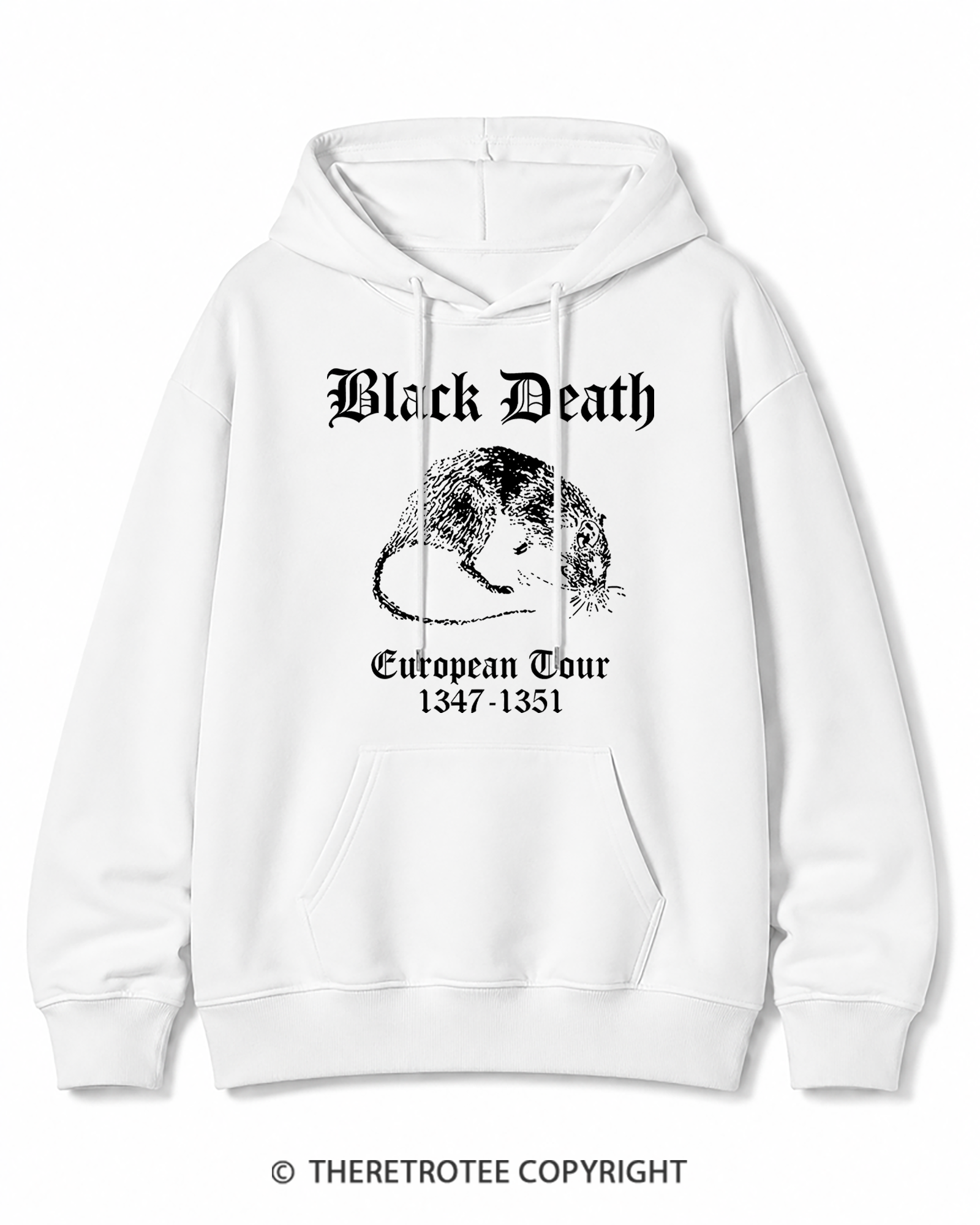 TheRetroTee Black Death European Tour Gothic Horror Cotton Hoodie