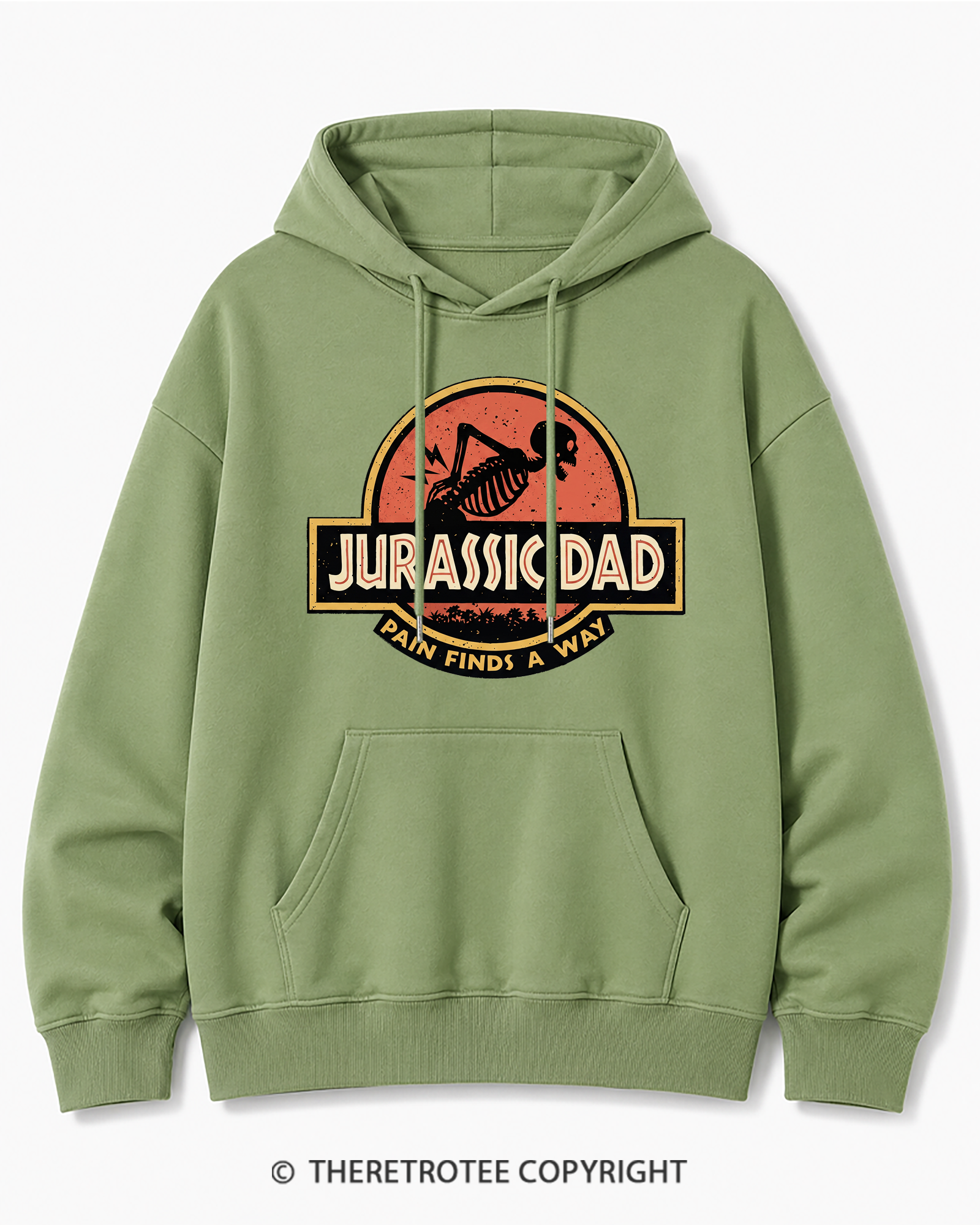 TheRetroTee Jurassic DAD Pain Finds A Way 1990s Cotton Hoodie