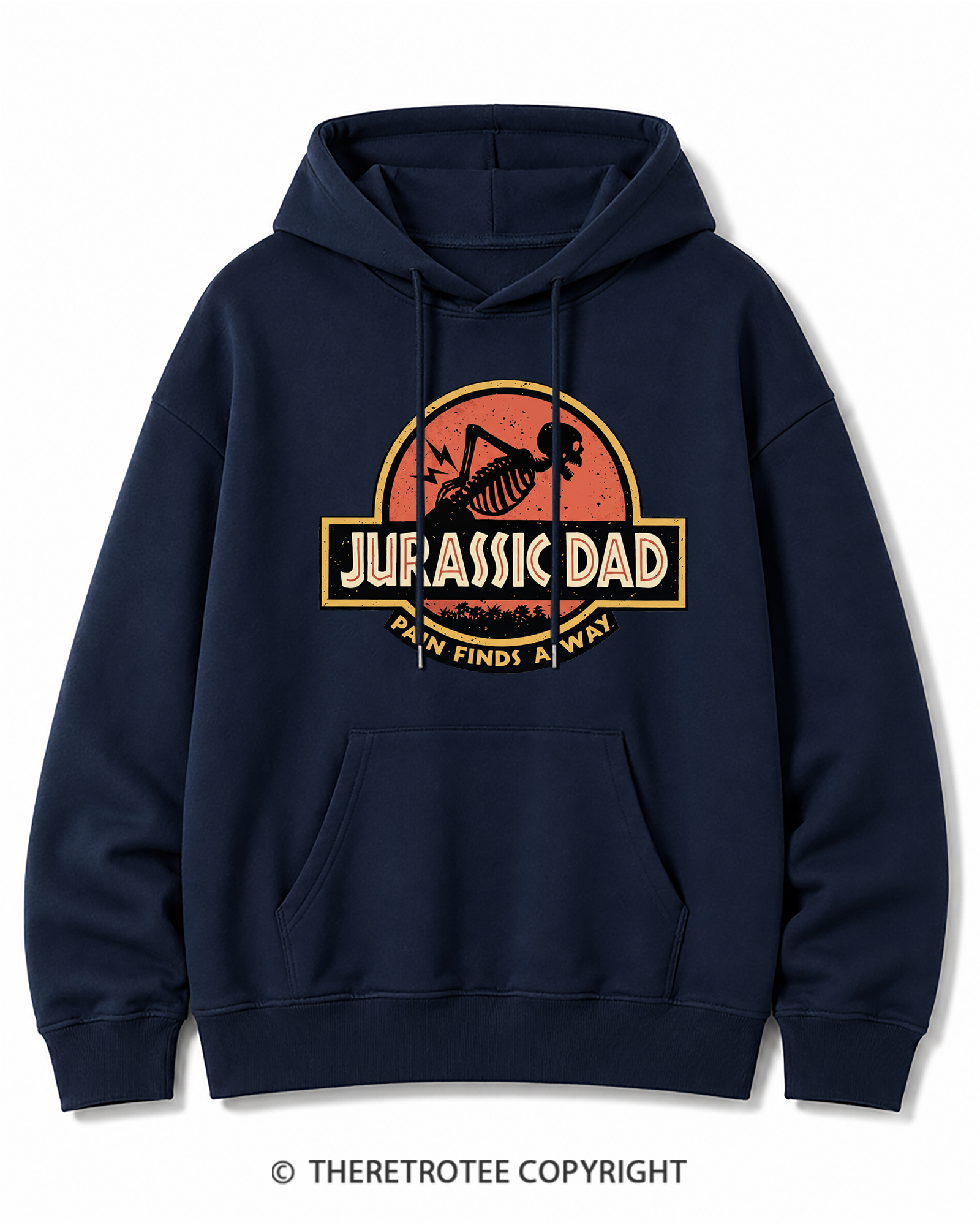 TheRetroTee Jurassic DAD Pain Finds A Way 1990s Cotton Hoodie