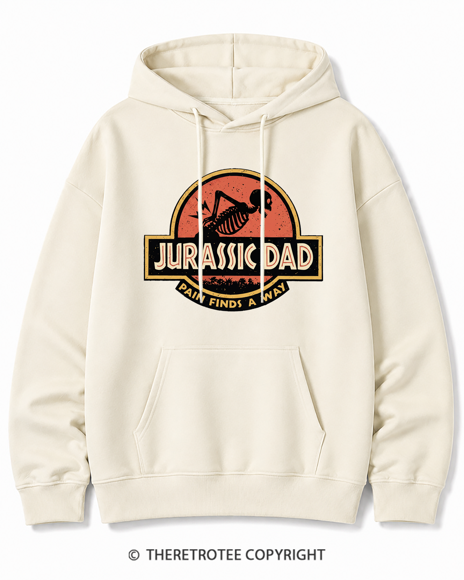 TheRetroTee Jurassic DAD Pain Finds A Way 1990s Cotton Hoodie