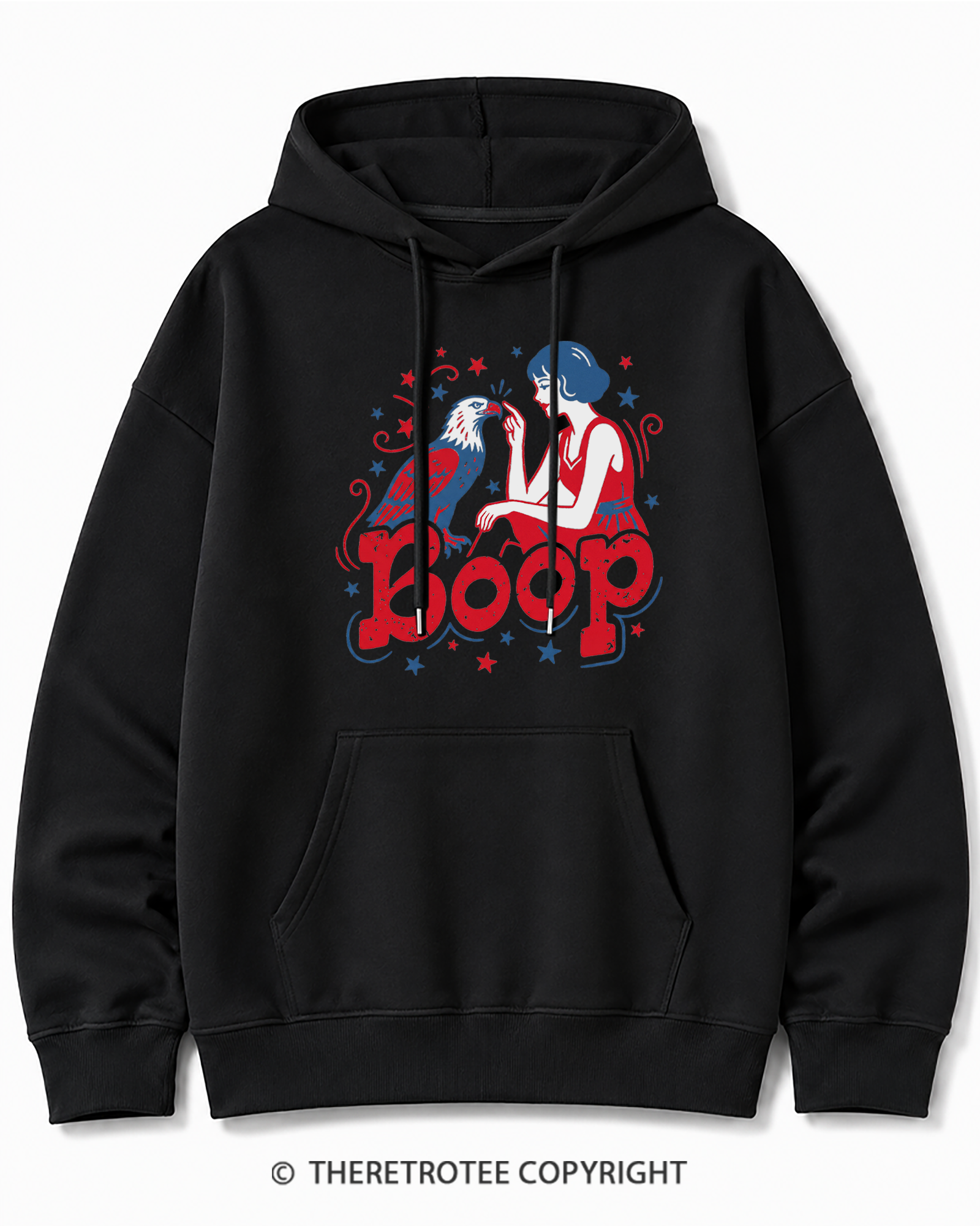 TheRetroTee Boop Eagle Funny Patriotic 1776 Cotton Hoodie