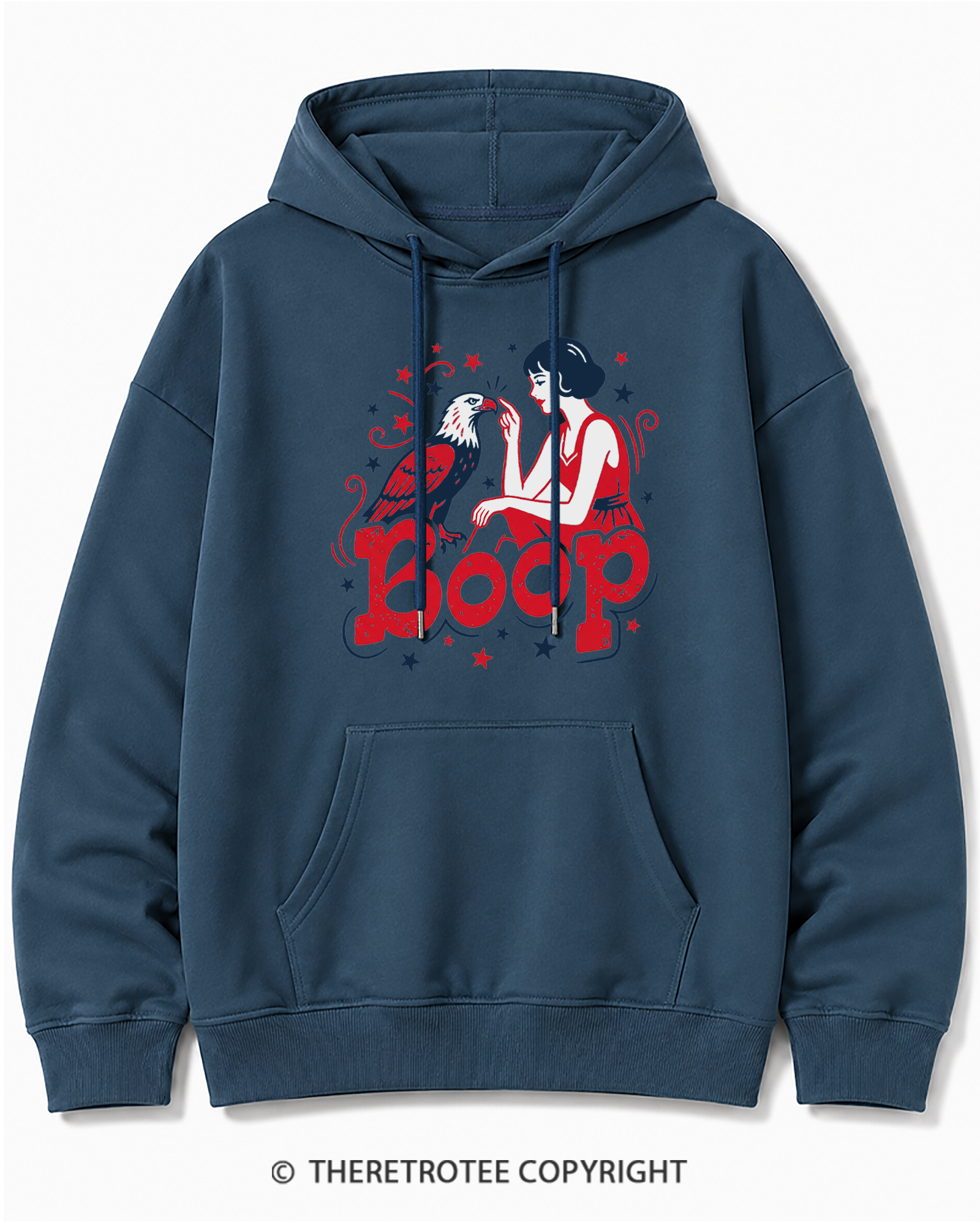 TheRetroTee Boop Eagle Funny Patriotic 1776 Cotton Hoodie