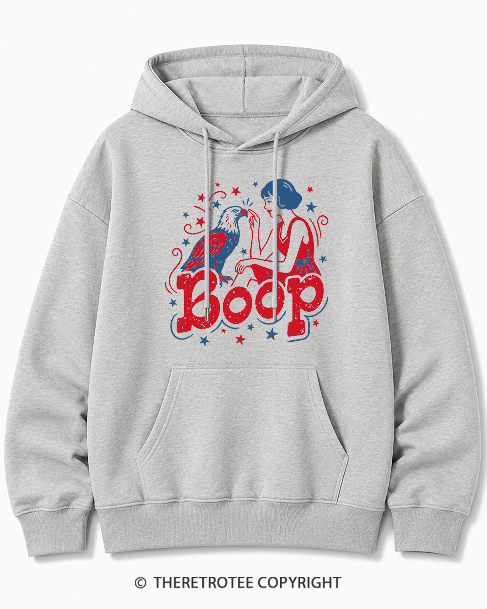 TheRetroTee Boop Eagle Funny Patriotic 1776 Cotton Hoodie