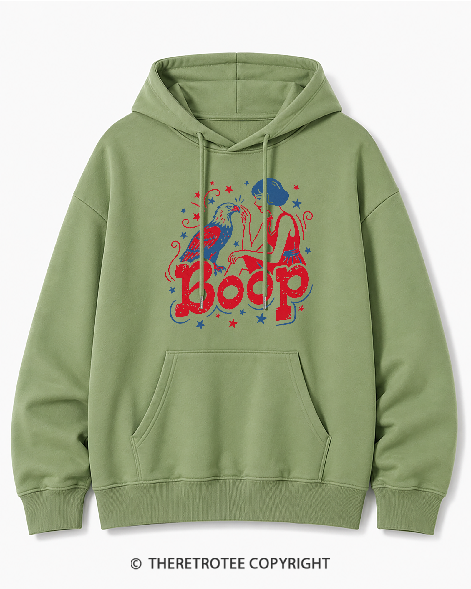 TheRetroTee Boop Eagle Funny Patriotic 1776 Cotton Hoodie