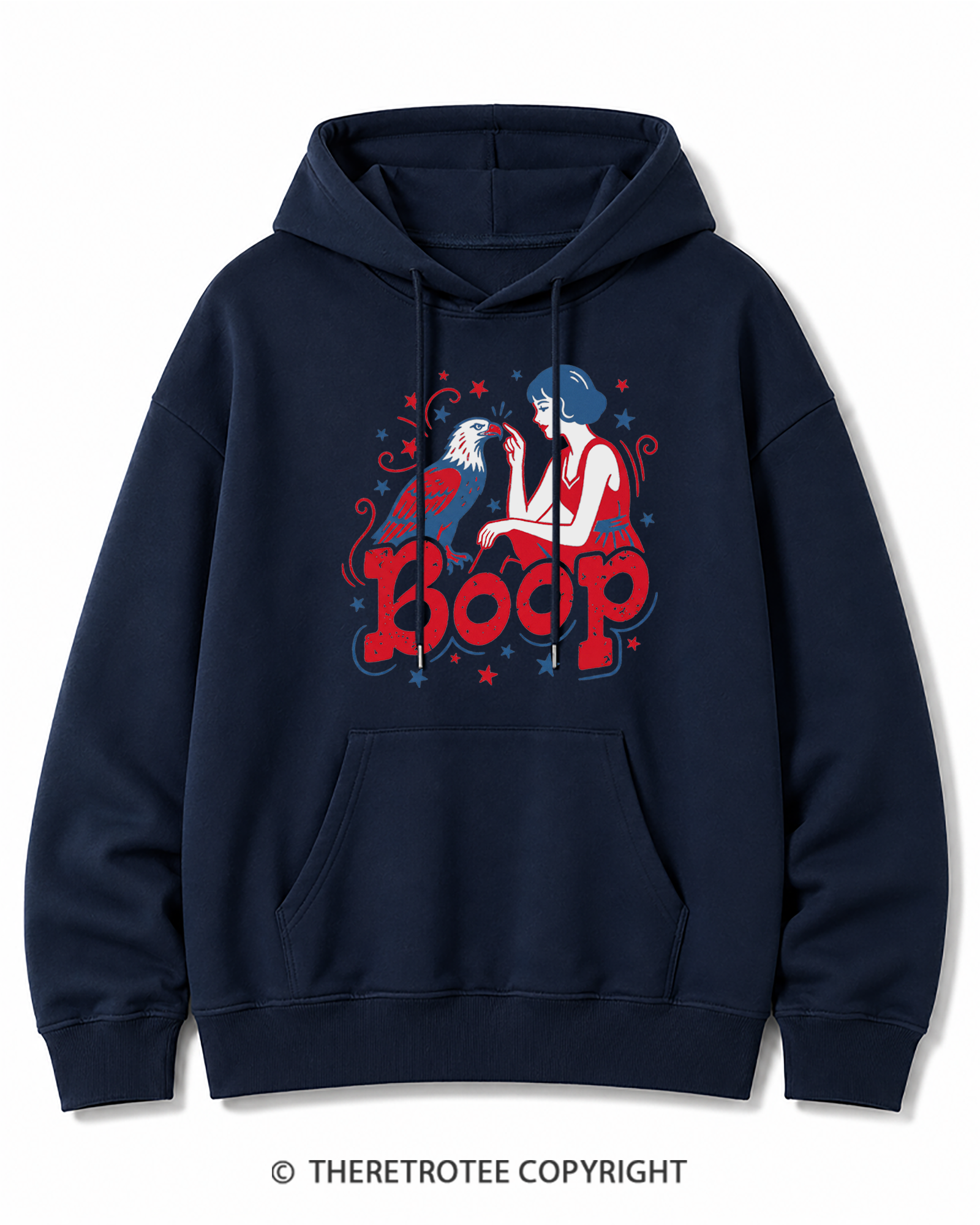 TheRetroTee Boop Eagle Funny Patriotic 1776 Cotton Hoodie