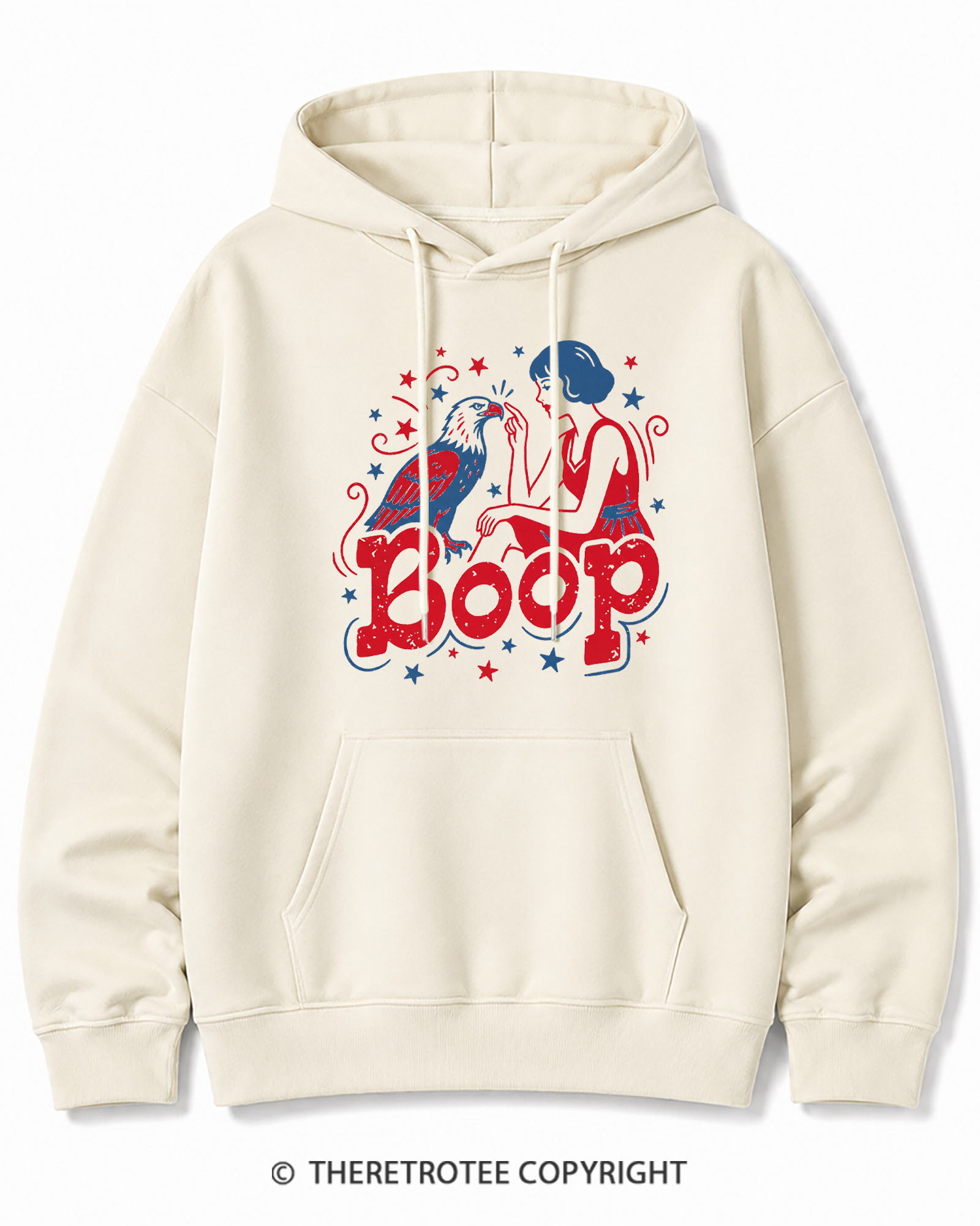 TheRetroTee Boop Eagle Funny Patriotic 1776 Cotton Hoodie