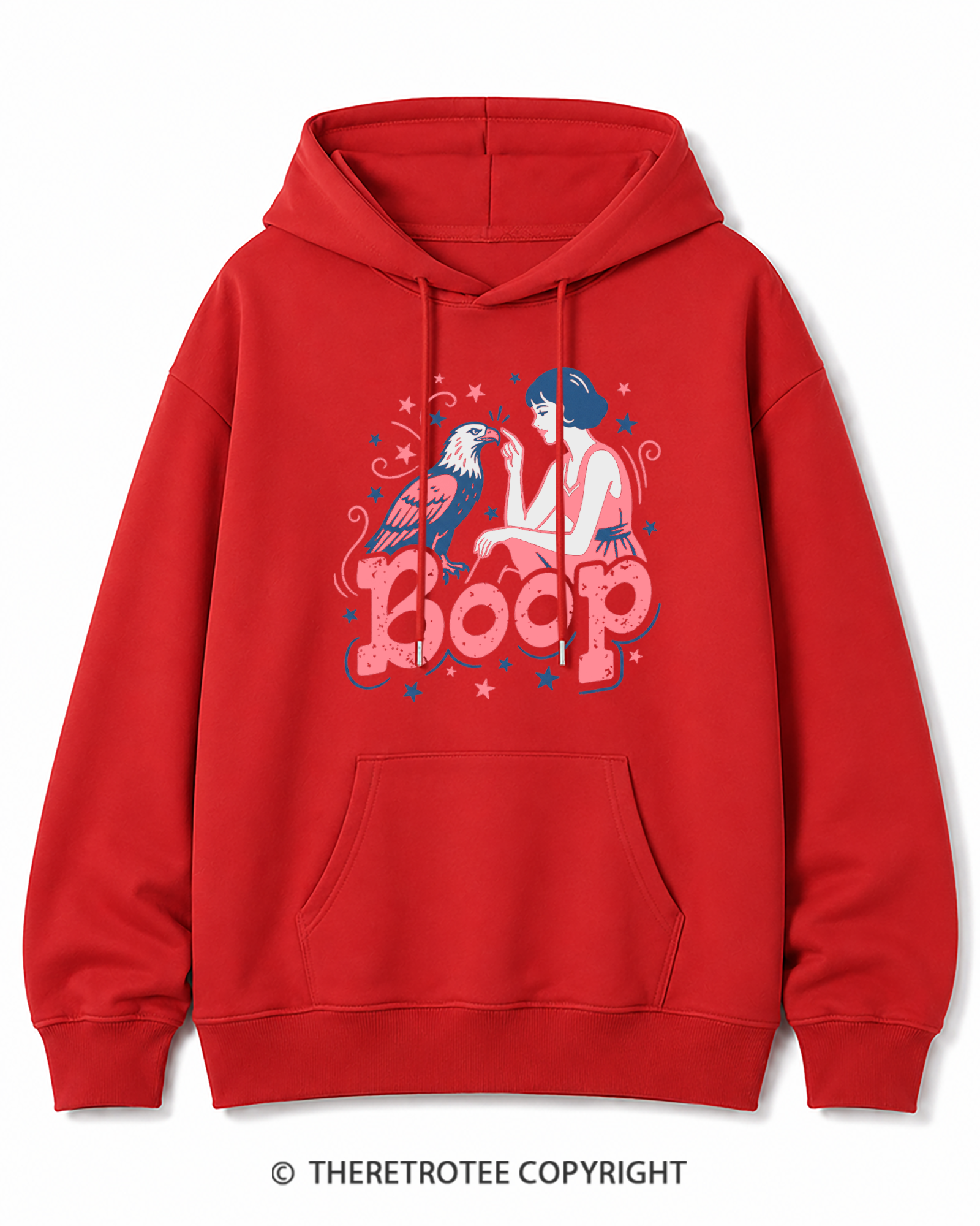TheRetroTee Boop Eagle Funny Patriotic 1776 Cotton Hoodie