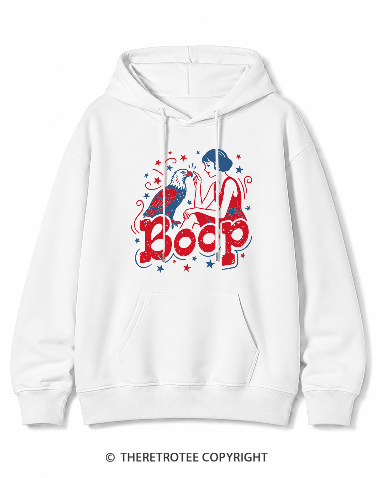 TheRetroTee Boop Eagle Funny Patriotic 1776 Cotton Hoodie