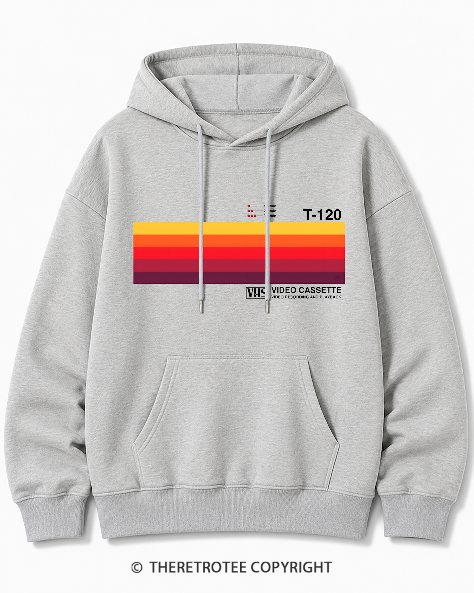 TheRetroTee Sunset Video Cassette VHS 1980s Cotton Hoodie