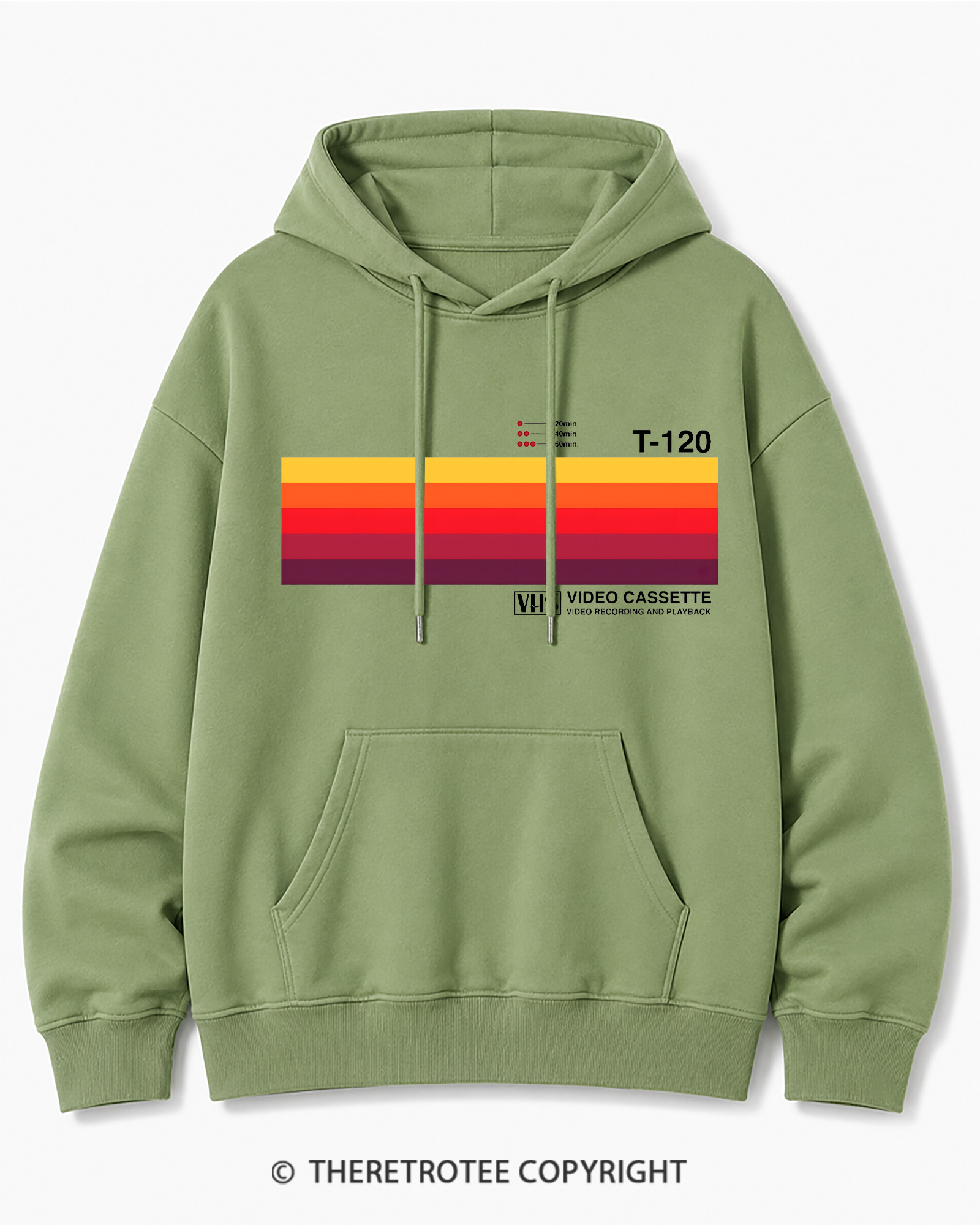 TheRetroTee Sunset Video Cassette VHS 1980s Cotton Hoodie