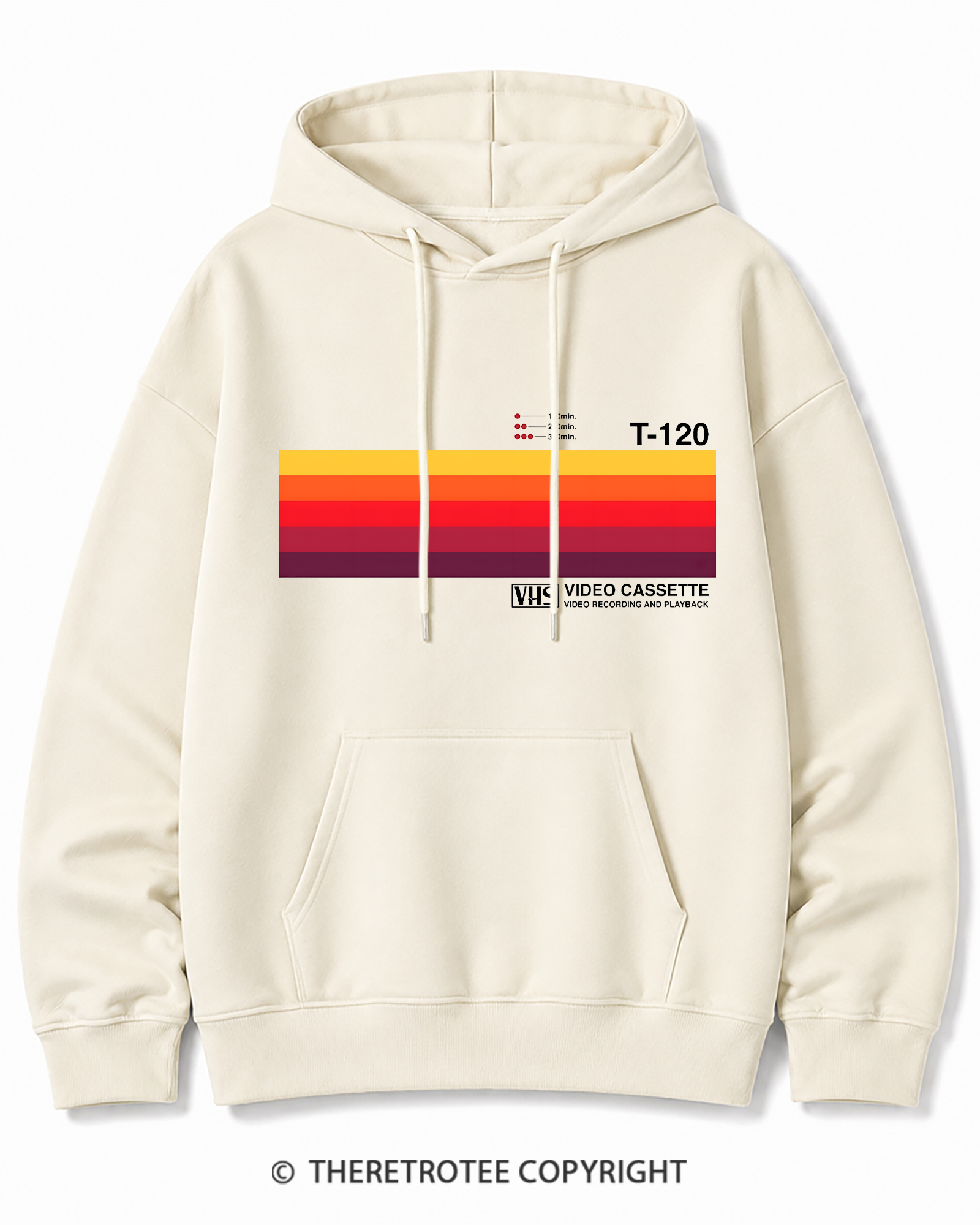 TheRetroTee Sunset Video Cassette VHS 1980s Cotton Hoodie