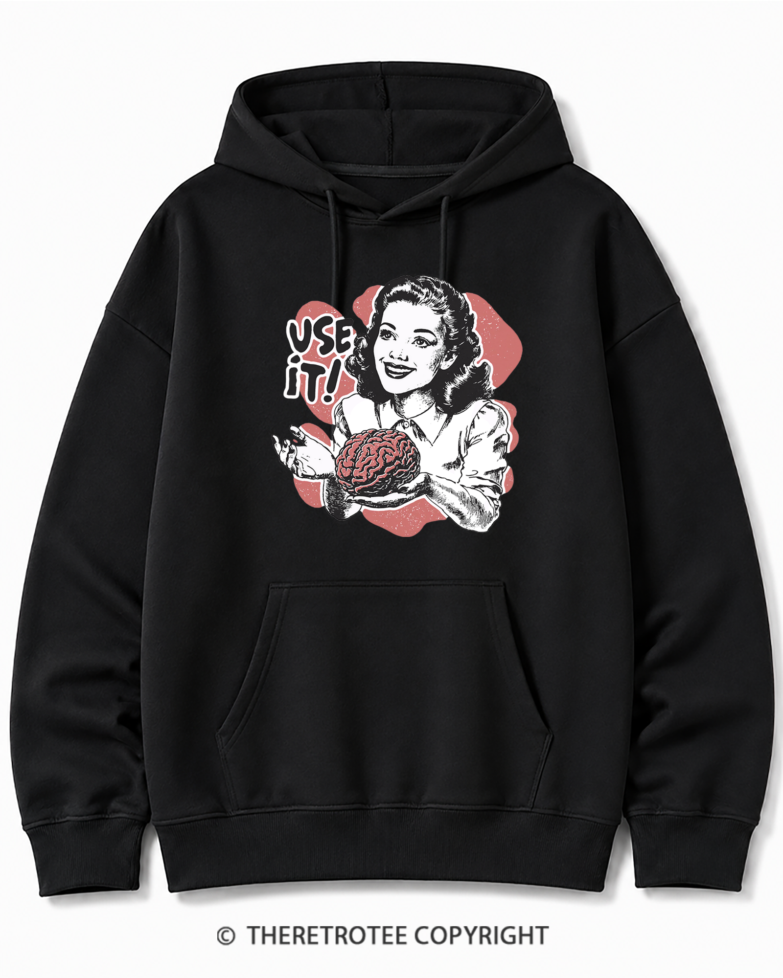 TheRetroTee Use Your Brain Sarcastic Vintage Cotton Hoodie