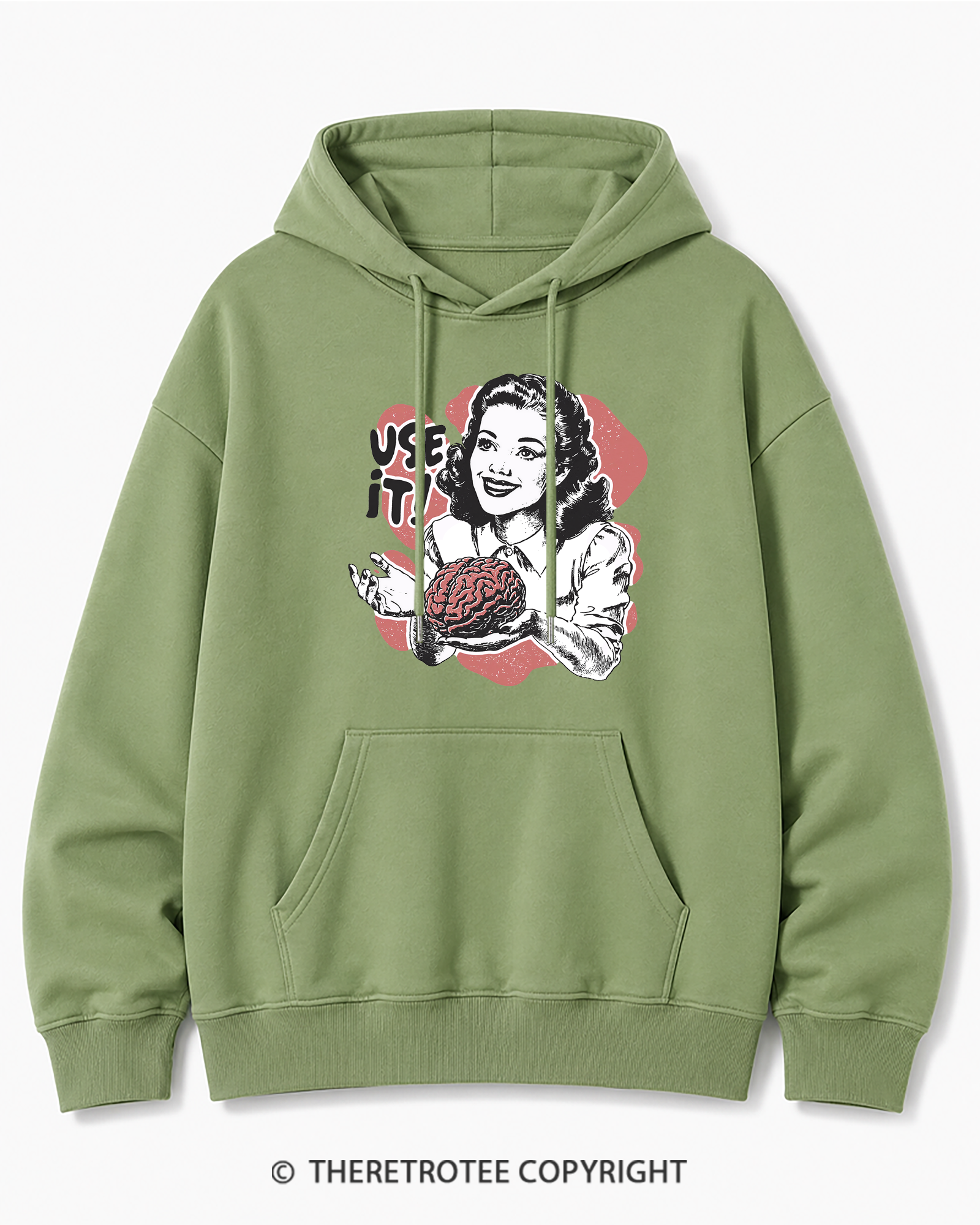 TheRetroTee Use Your Brain Sarcastic Vintage Cotton Hoodie