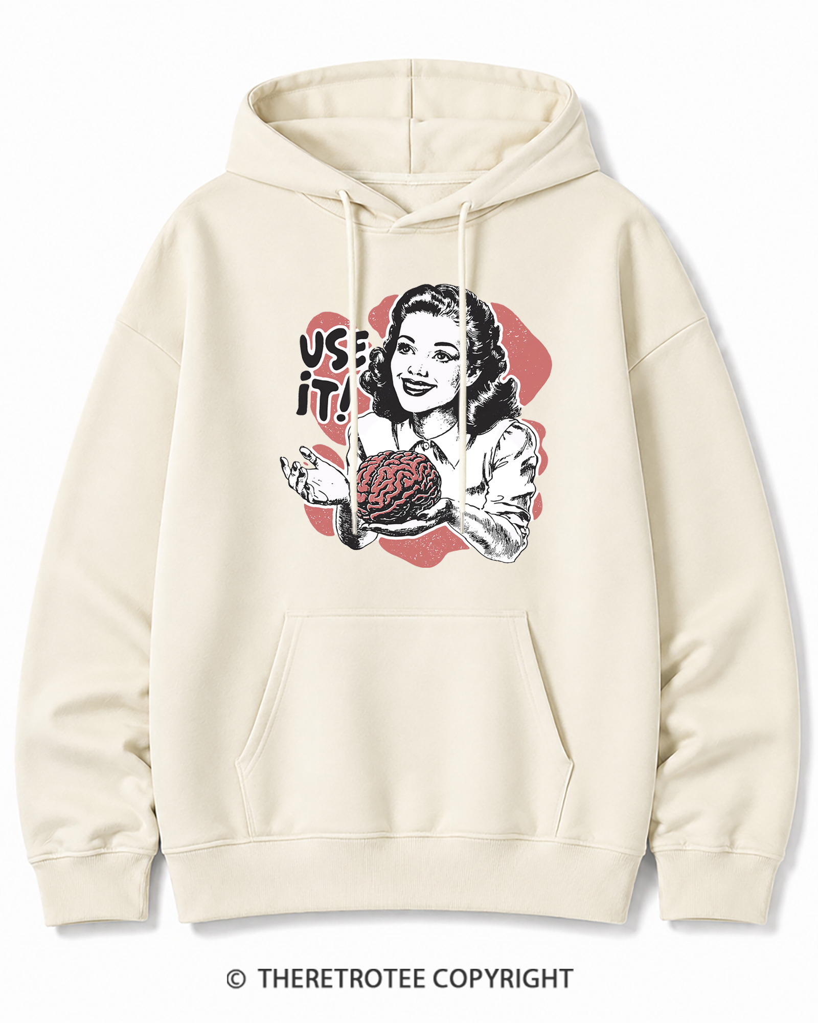 TheRetroTee Use Your Brain Sarcastic Vintage Cotton Hoodie