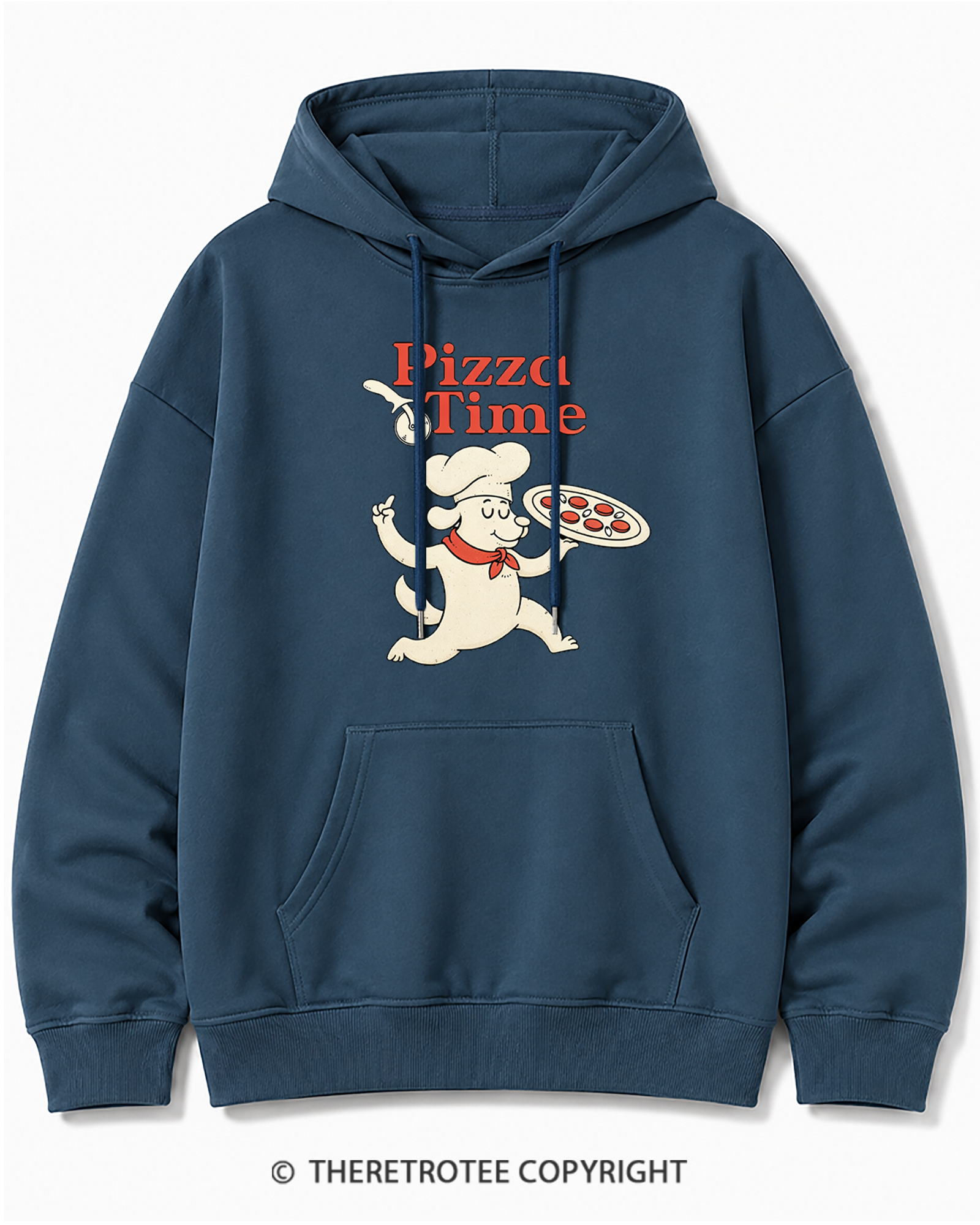 TheRetroTee Happy Dog Pizza Time 1970s Cotton Hoodie
